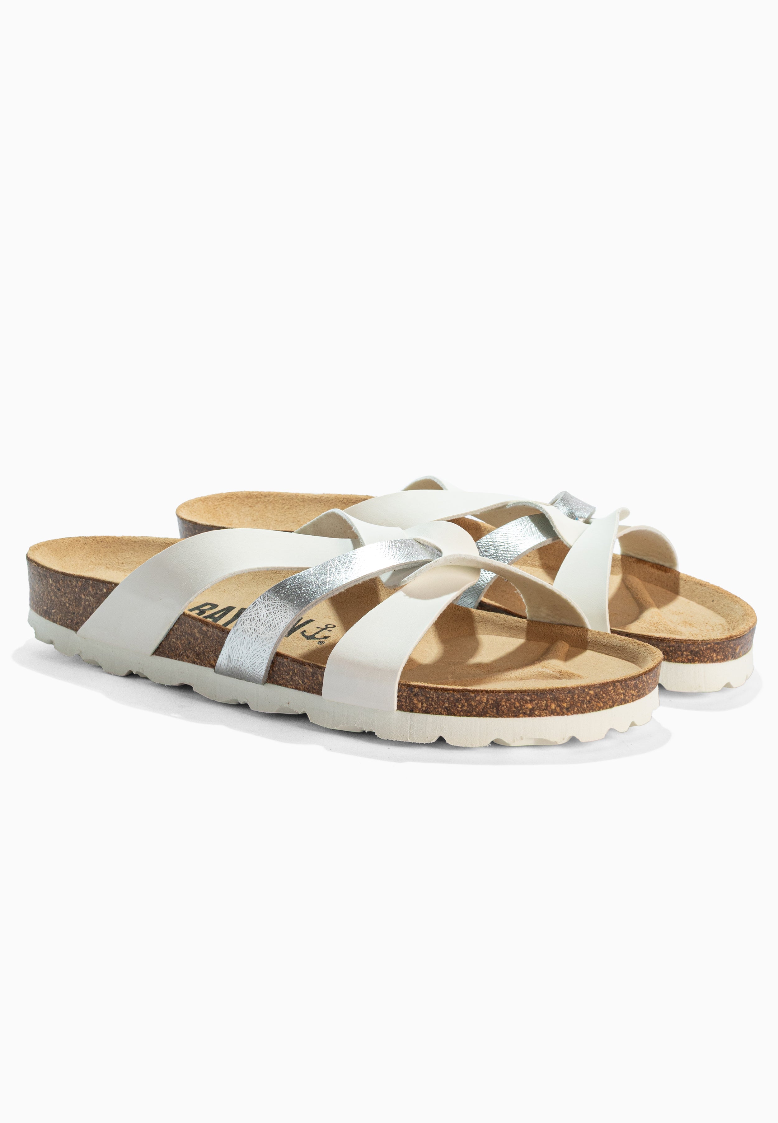 Sandales Santander Blanc et Argent Multi-Brides