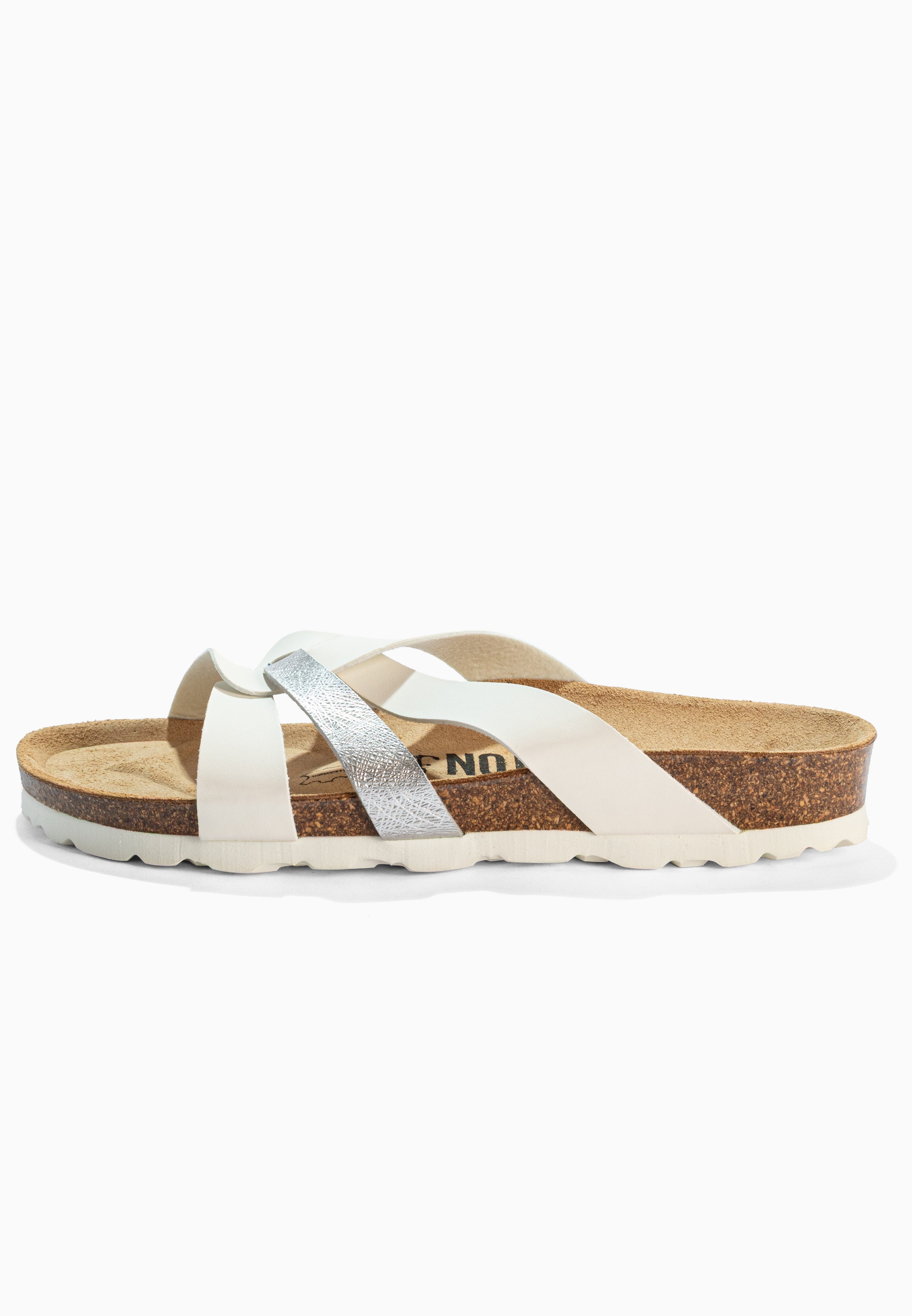 Sandalias multitiras Santander blancas y plateadas