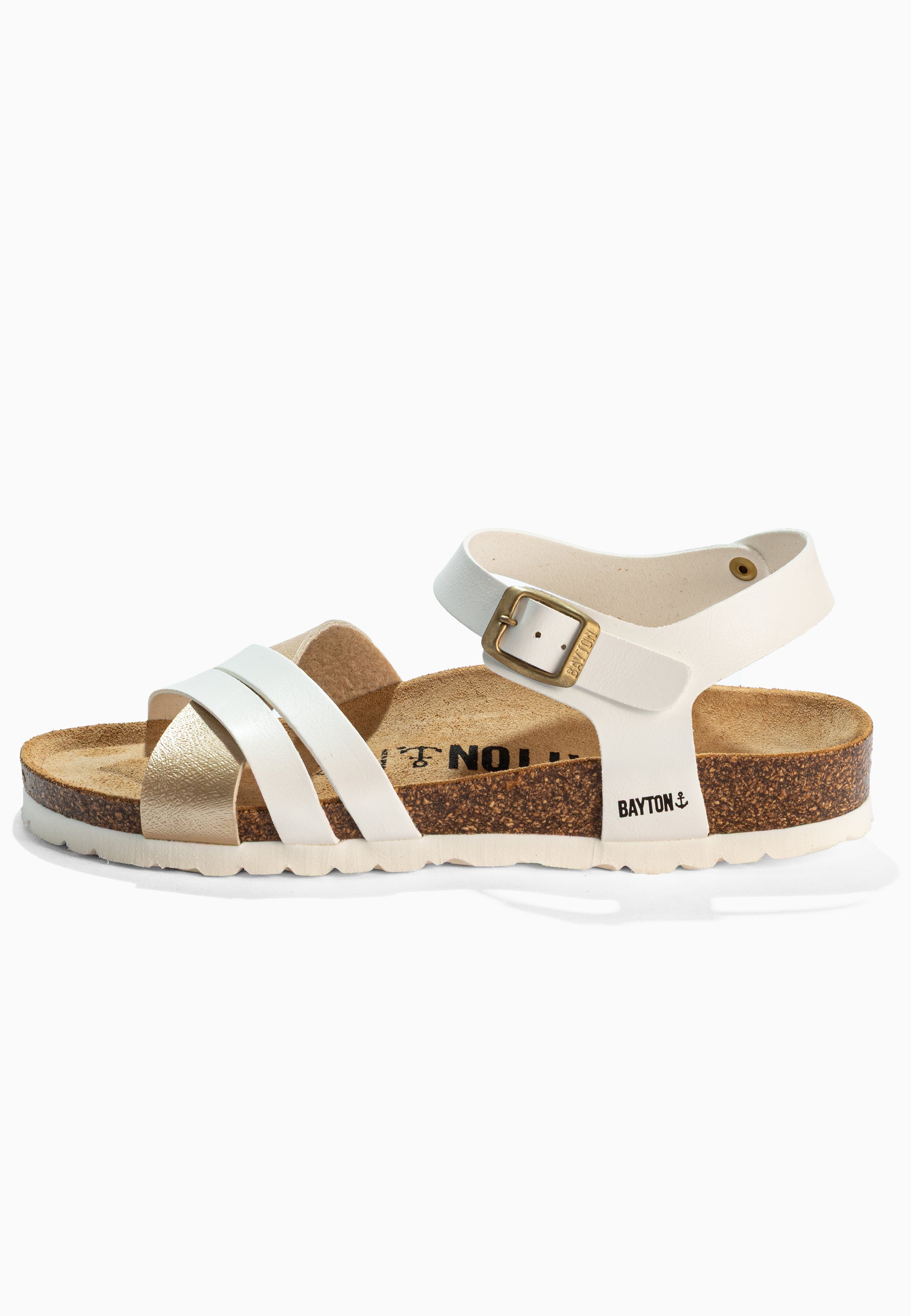 Sandales Denia Blanc Et Dorées Multi-Brides