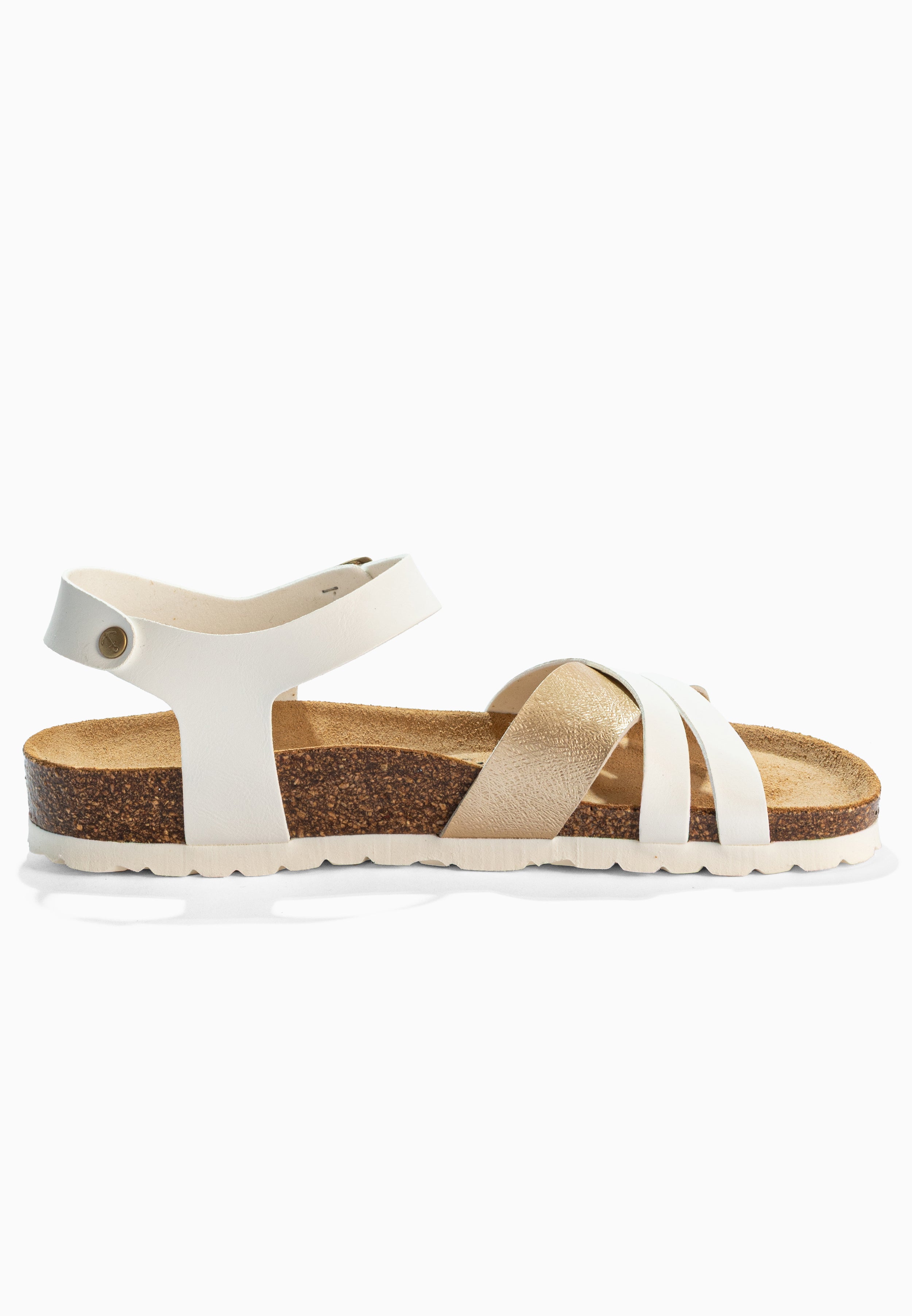 Sandales Denia Blanc Et Dorées Multi-Brides