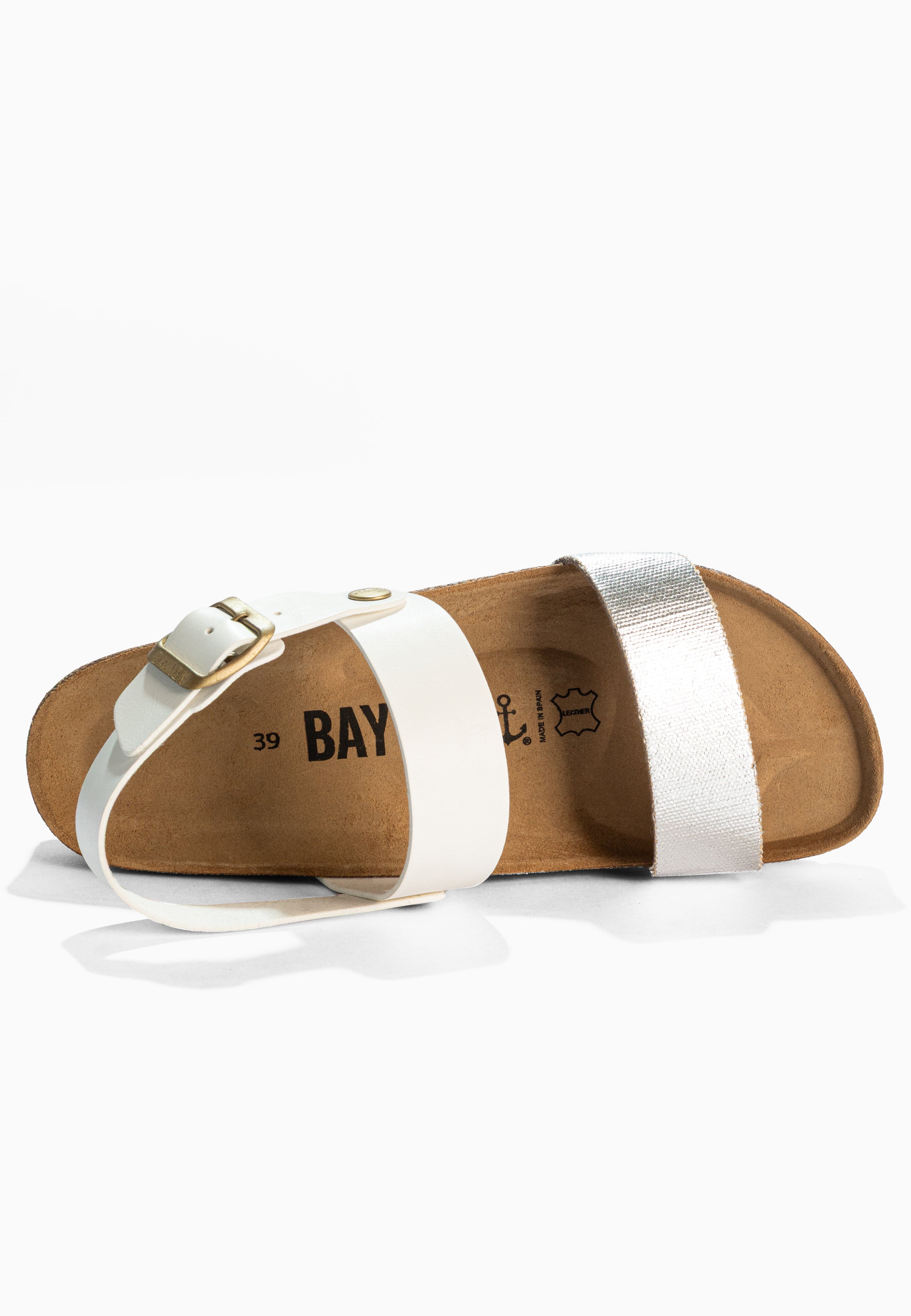 Sandalias con plataforma Almería en blanco y azul marino
