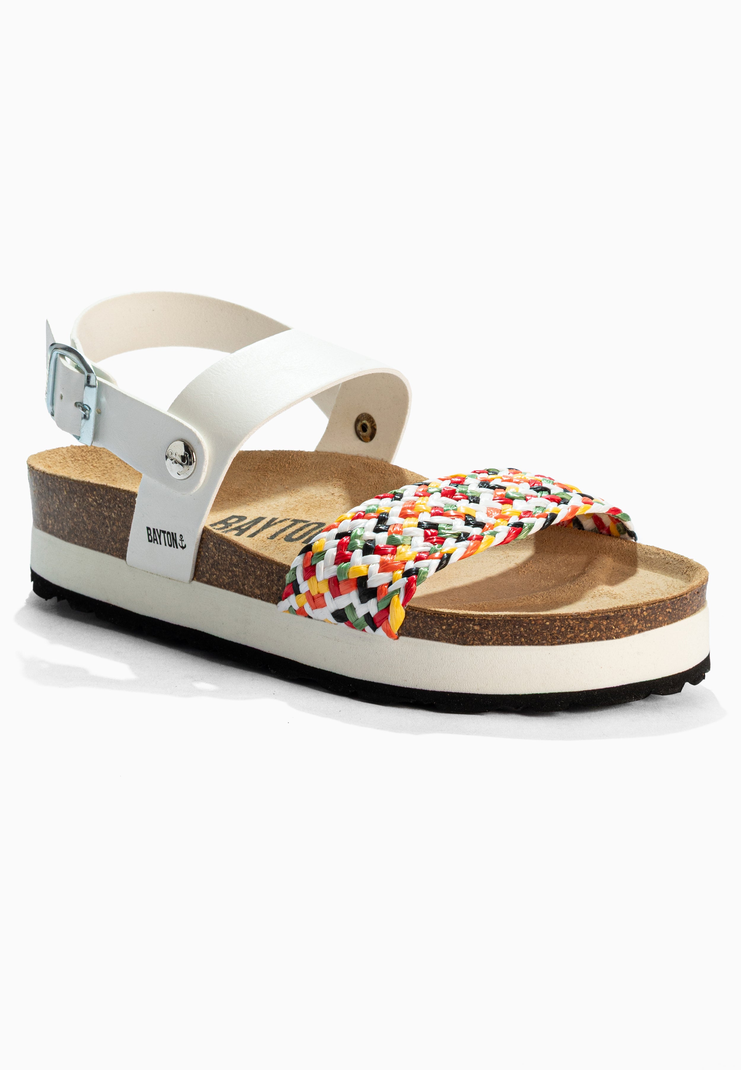 Almeria White and Multicolor Platform Sandals