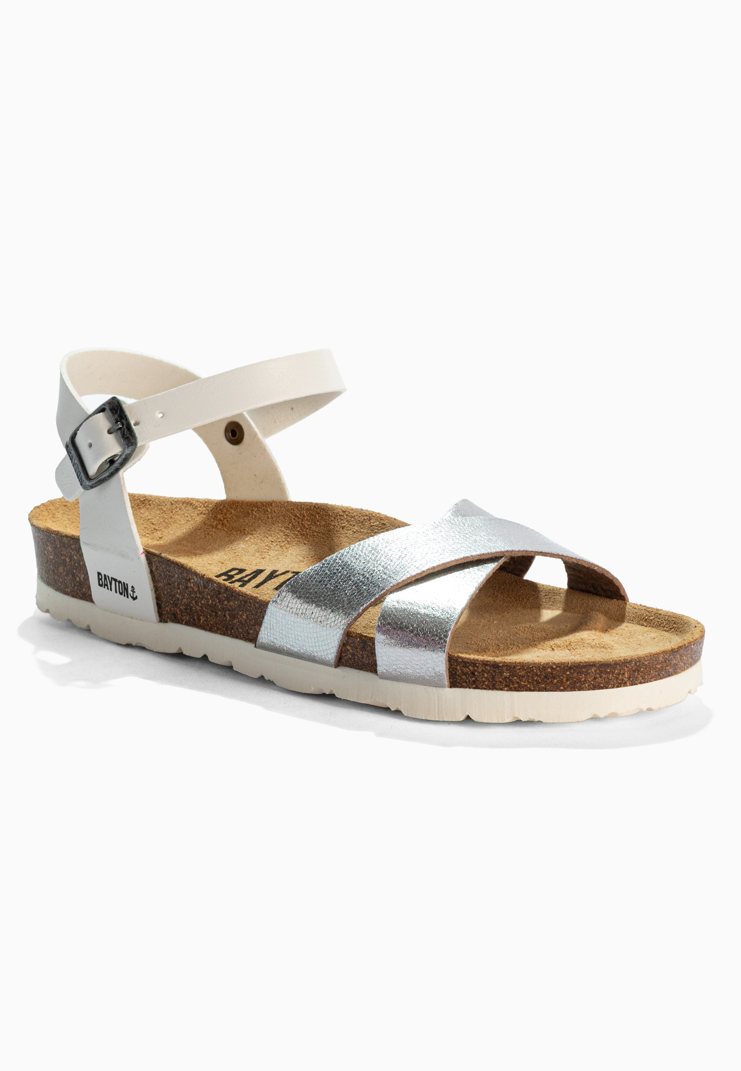 Sandales Vallado Blanc Et Argentées Multi-Brides