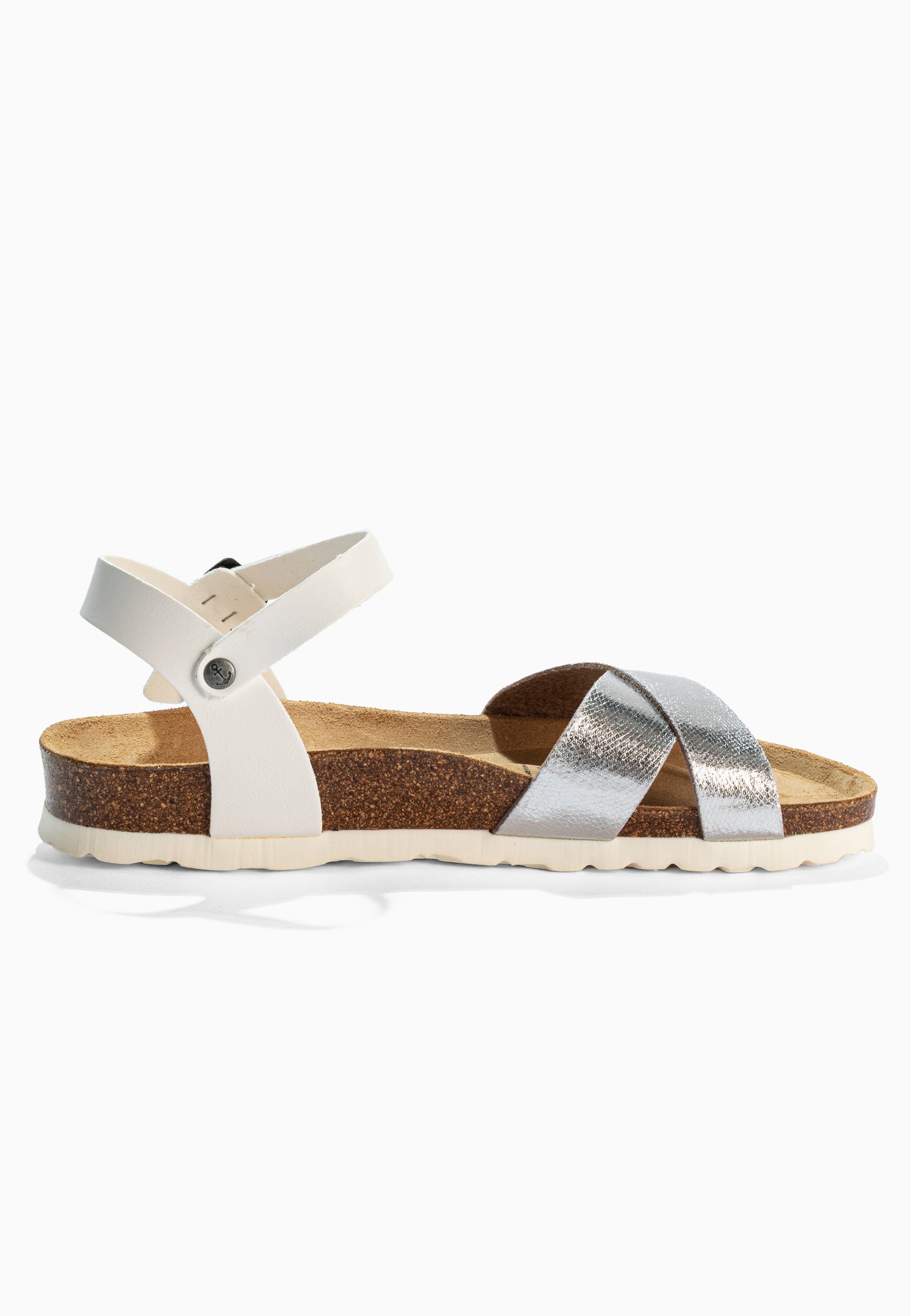 Sandales Vallado Blanc Et Argentées Multi-Brides