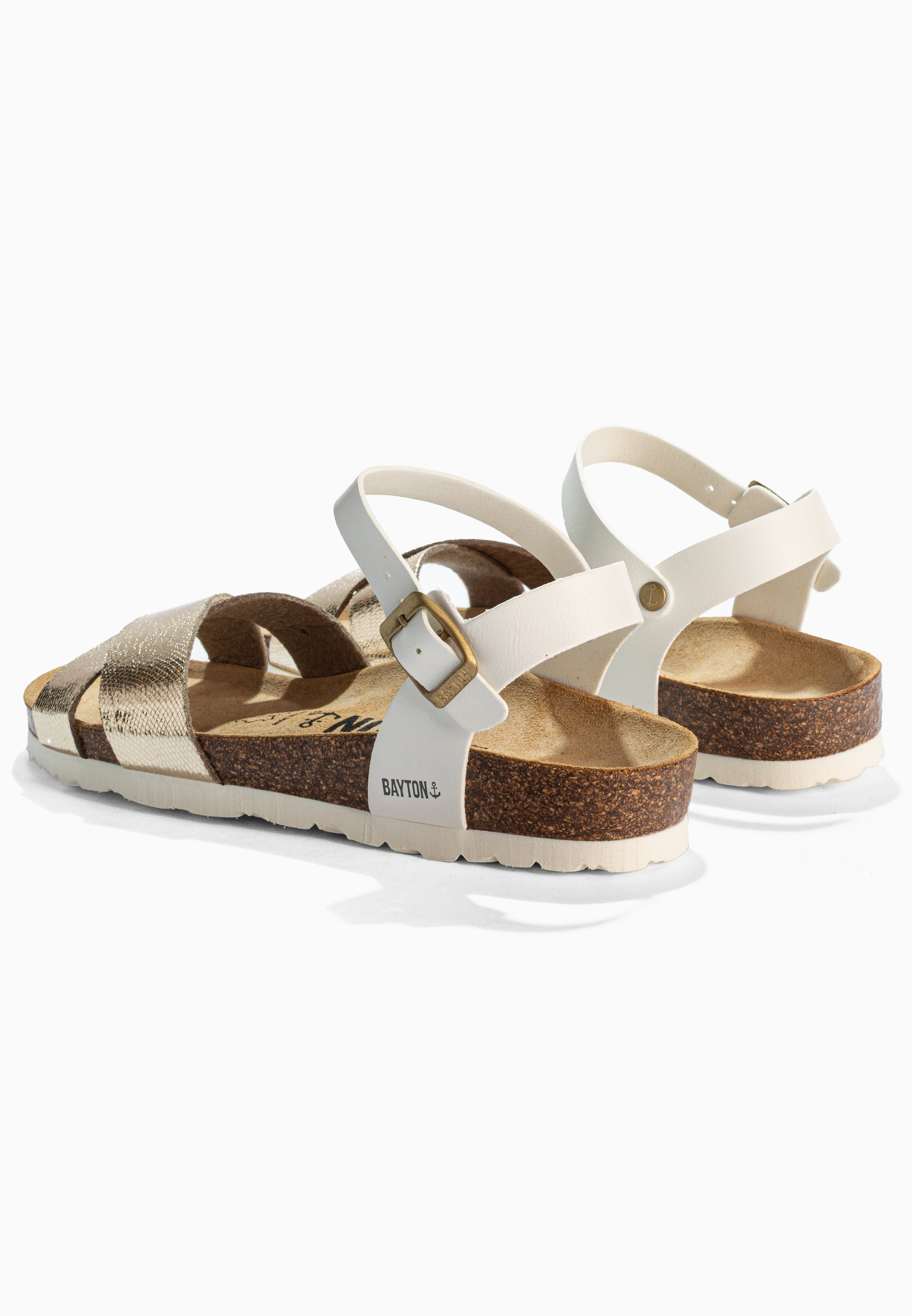 Sandalias Vallado Multinovias Blancas Y Doradas