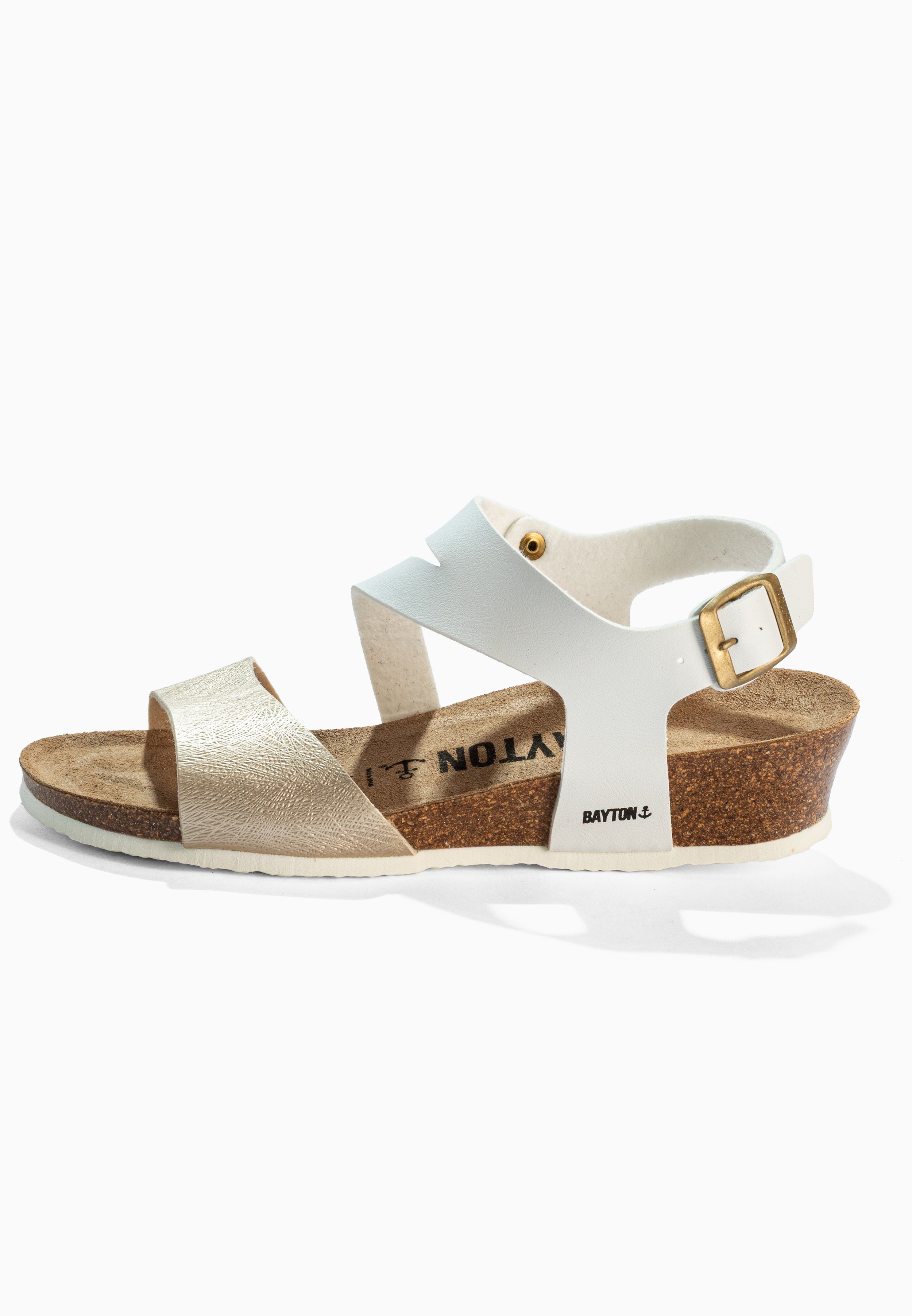 Sandalias Reus Cuña y Semicuña Blancas y Doradas
