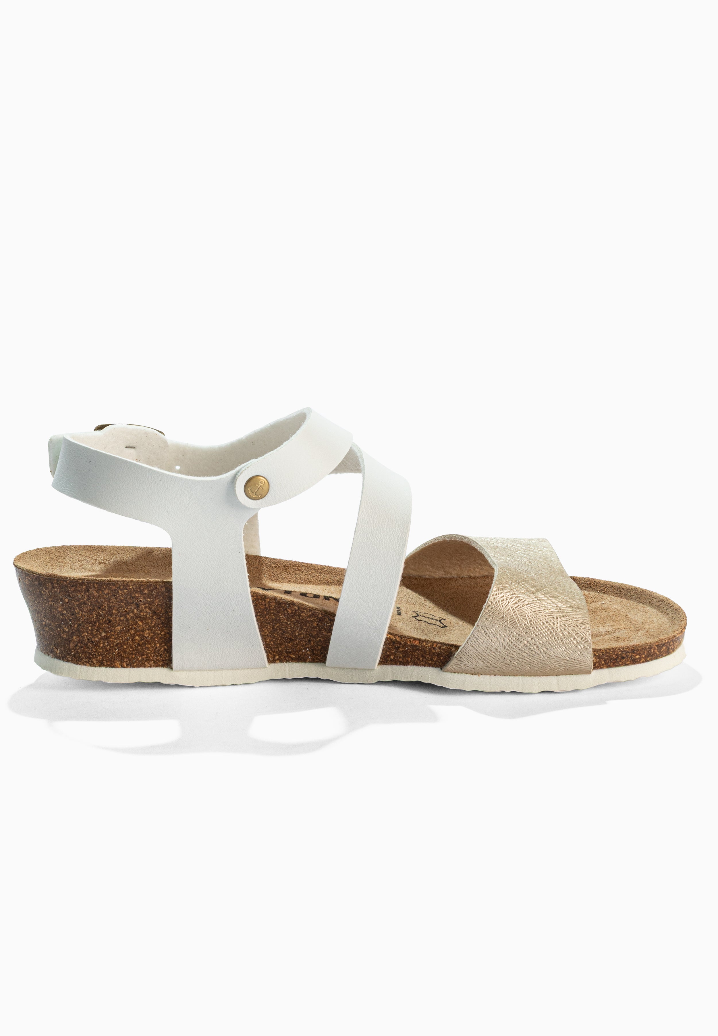 Sandalias Reus Cuña y Semicuña Blancas y Doradas