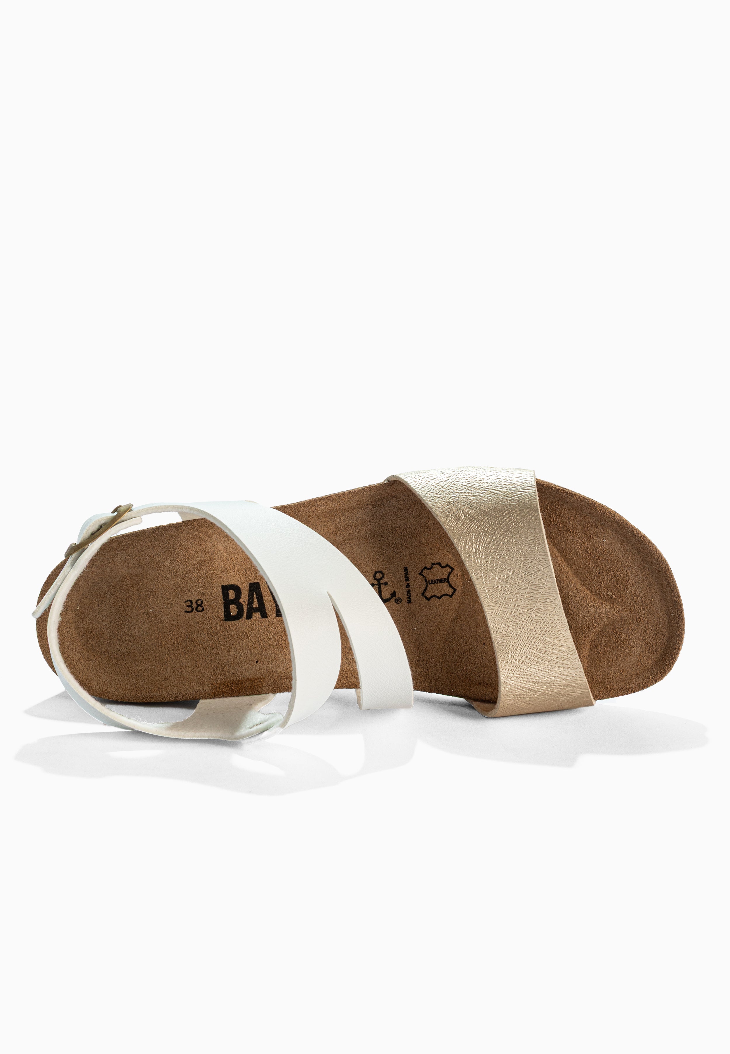 Sandalias Reus Cuña y Semicuña Blancas y Doradas