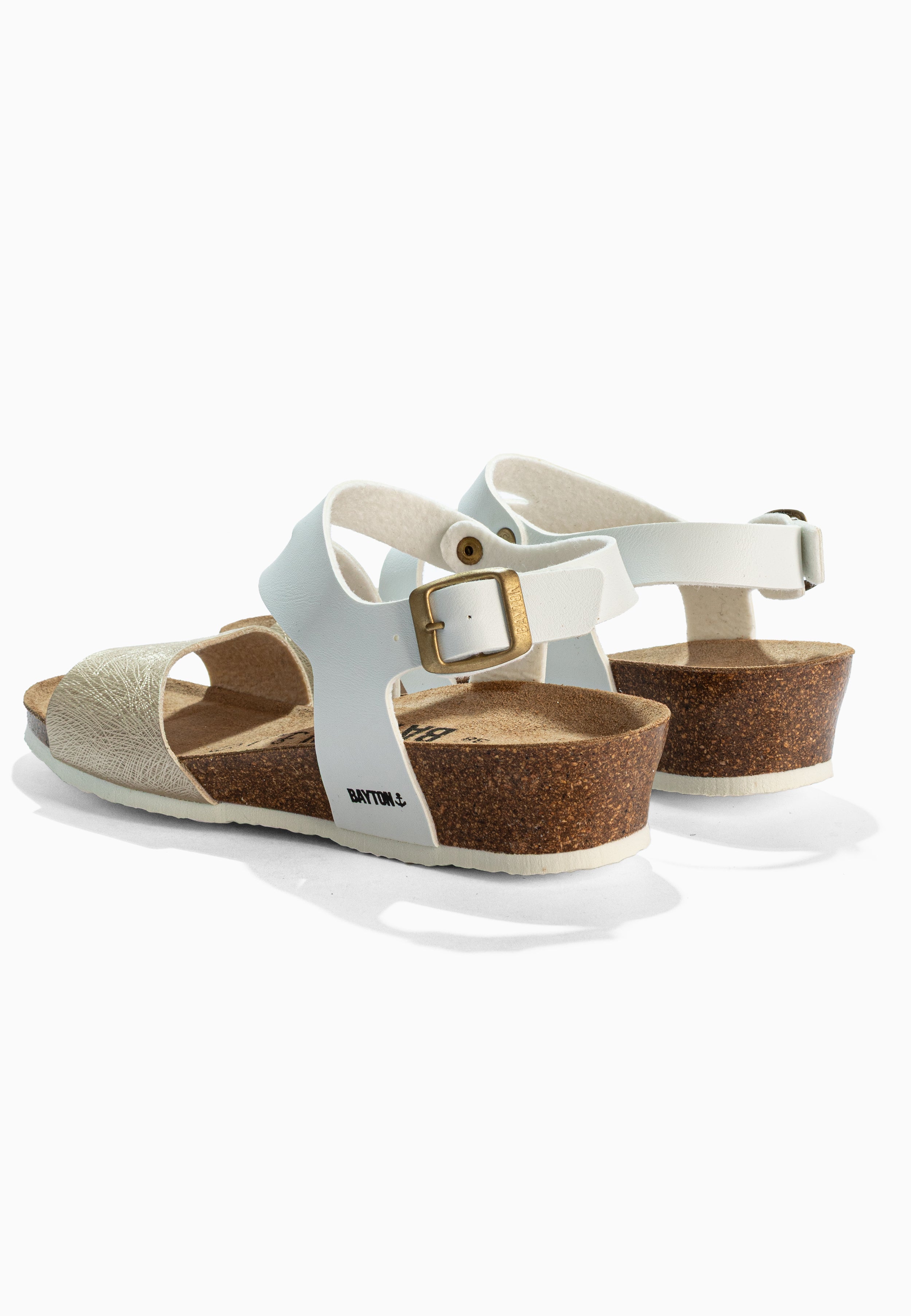 Sandalias Reus Cuña y Semicuña Blancas y Doradas