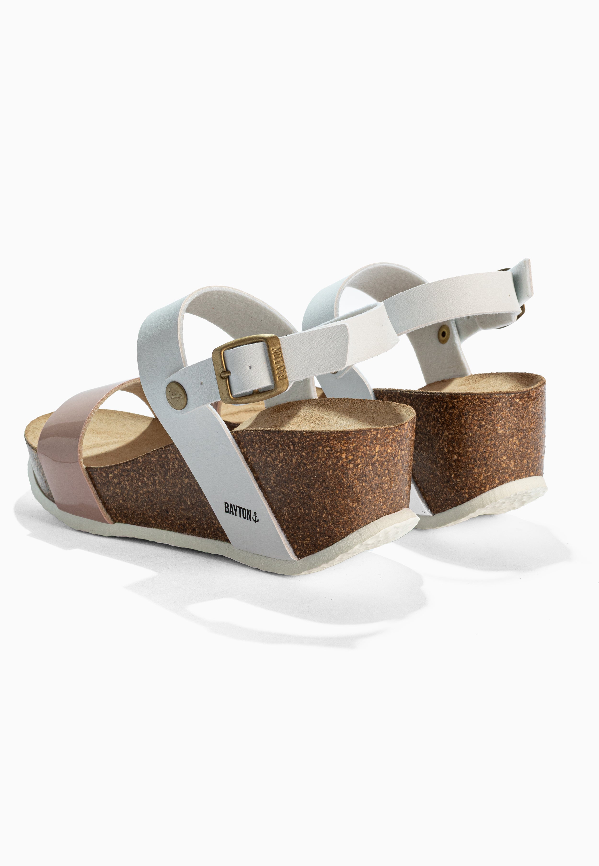 Sandalias Selene Cuña y Semicuña Blancas y Nude