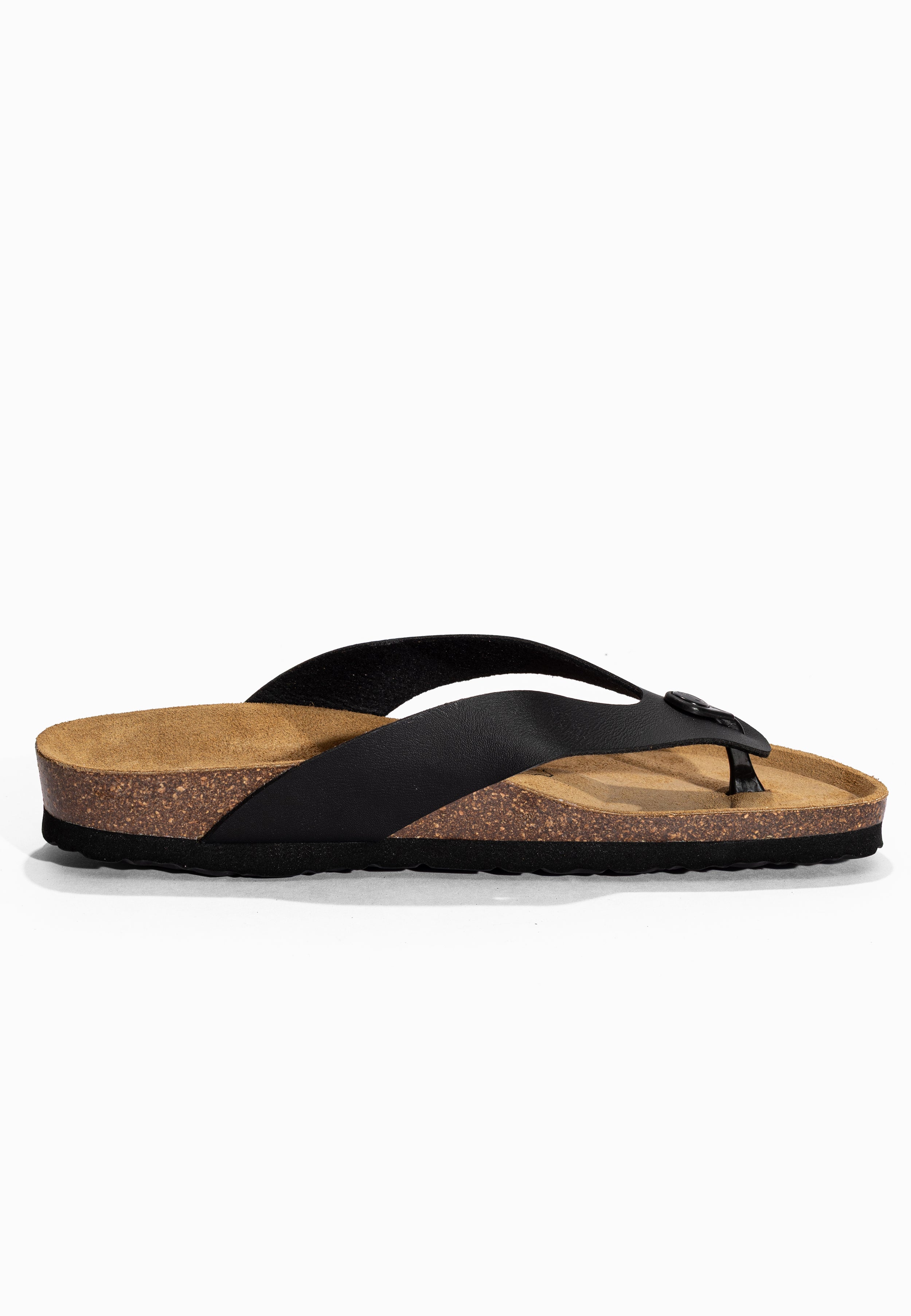 Lucca 2 Straps Black Toe-Thong Sandals