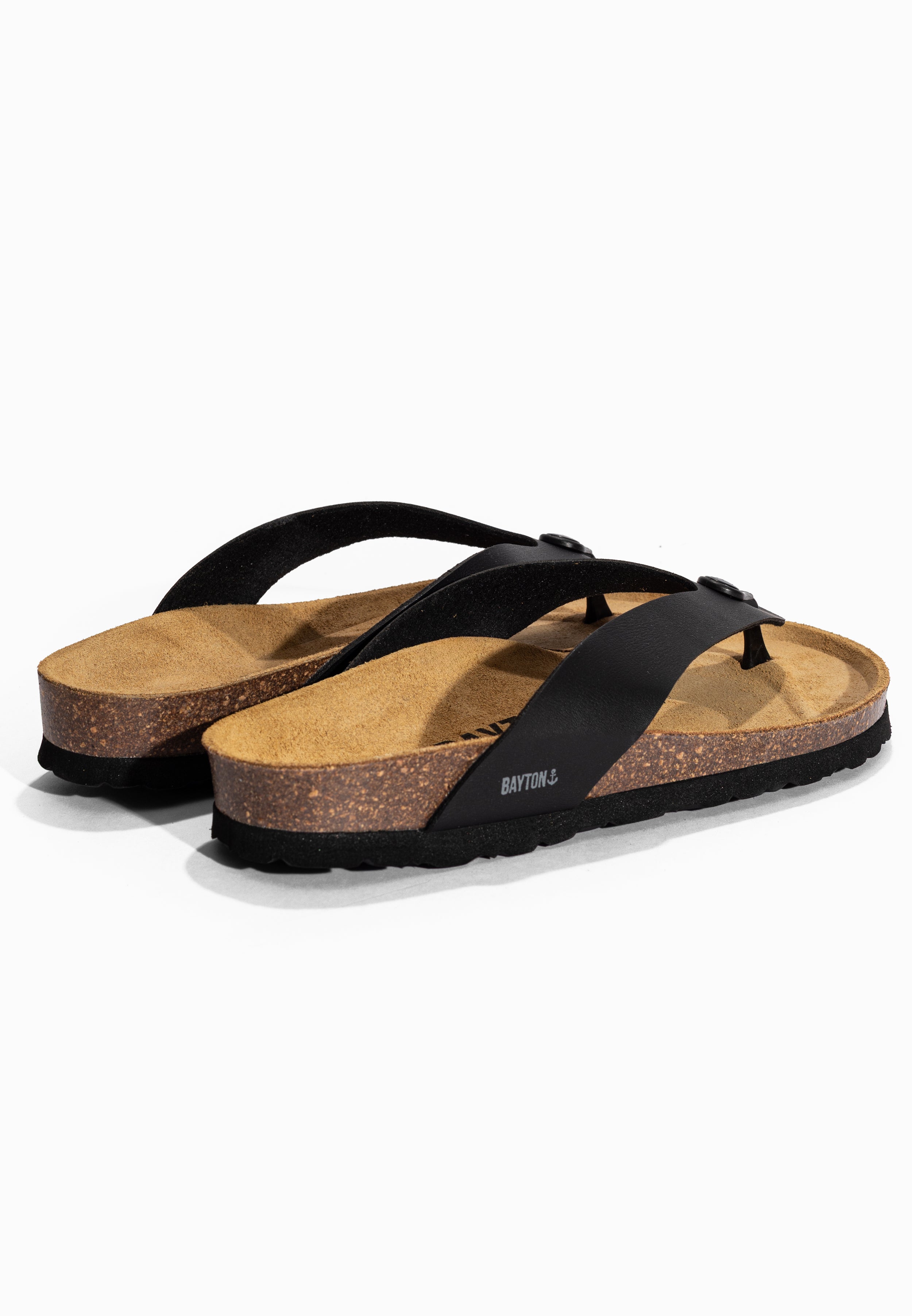 Lucca 2 Straps Black Toe-Thong Sandals