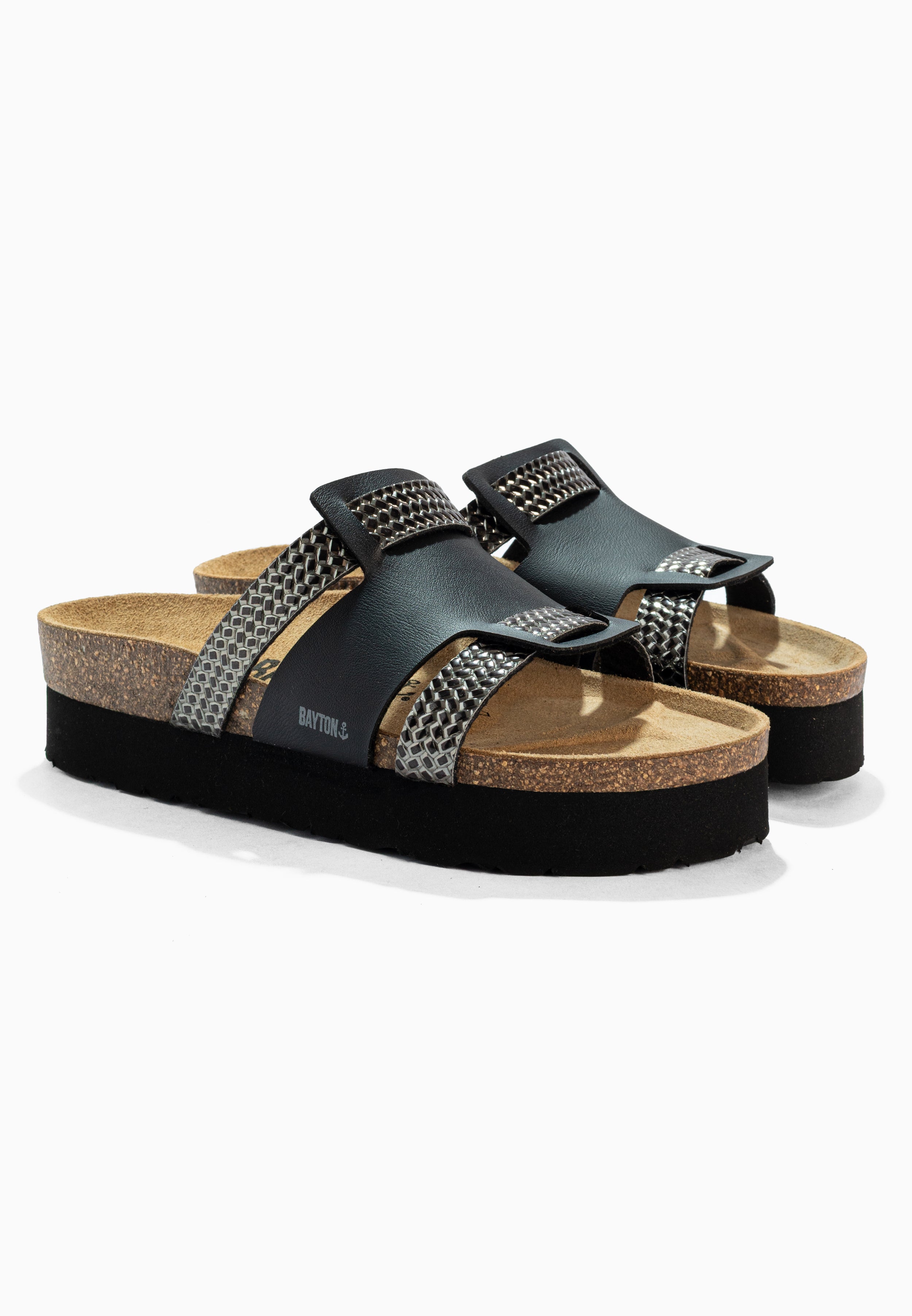 Sandales Lecce Noir Et Anthracite à Plateforme