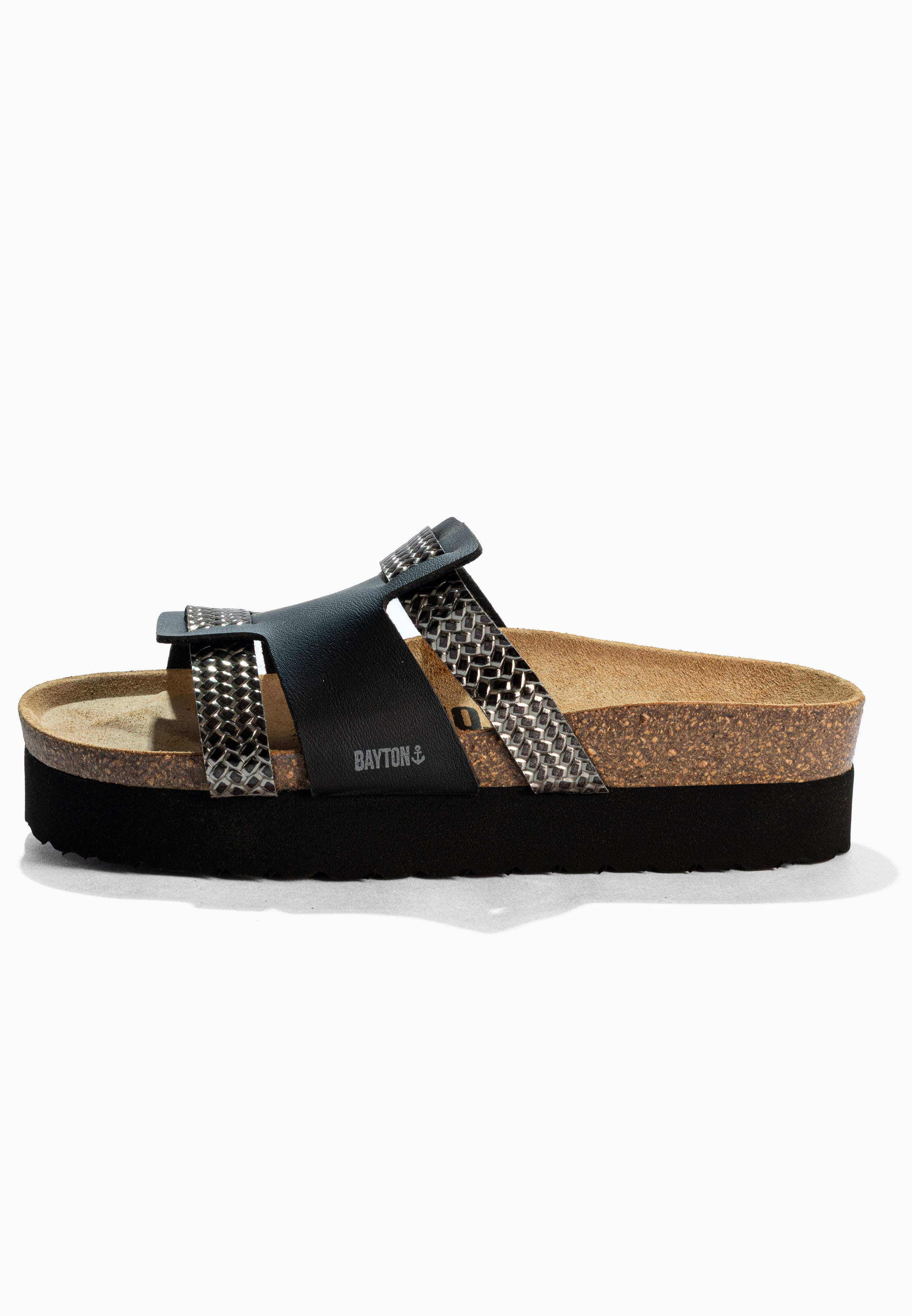 Lecce Black and Anthracite Platform Sandals