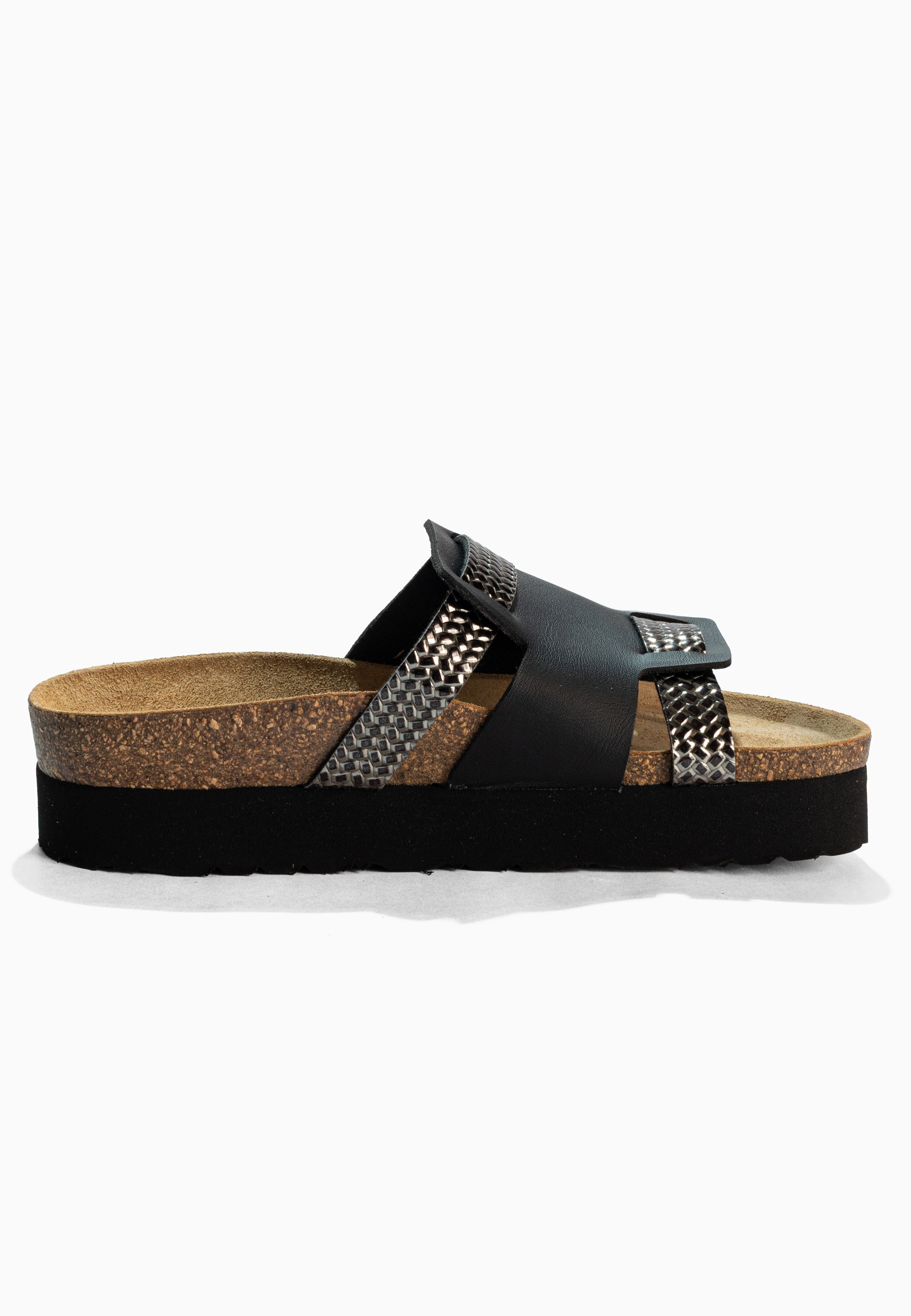 Lecce Black and Anthracite Platform Sandals