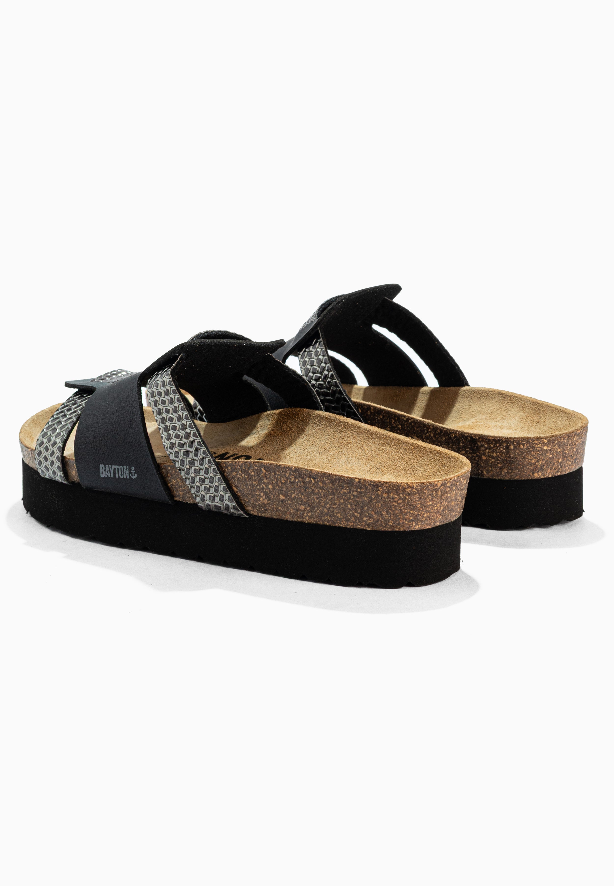 Lecce Black and Anthracite Platform Sandals