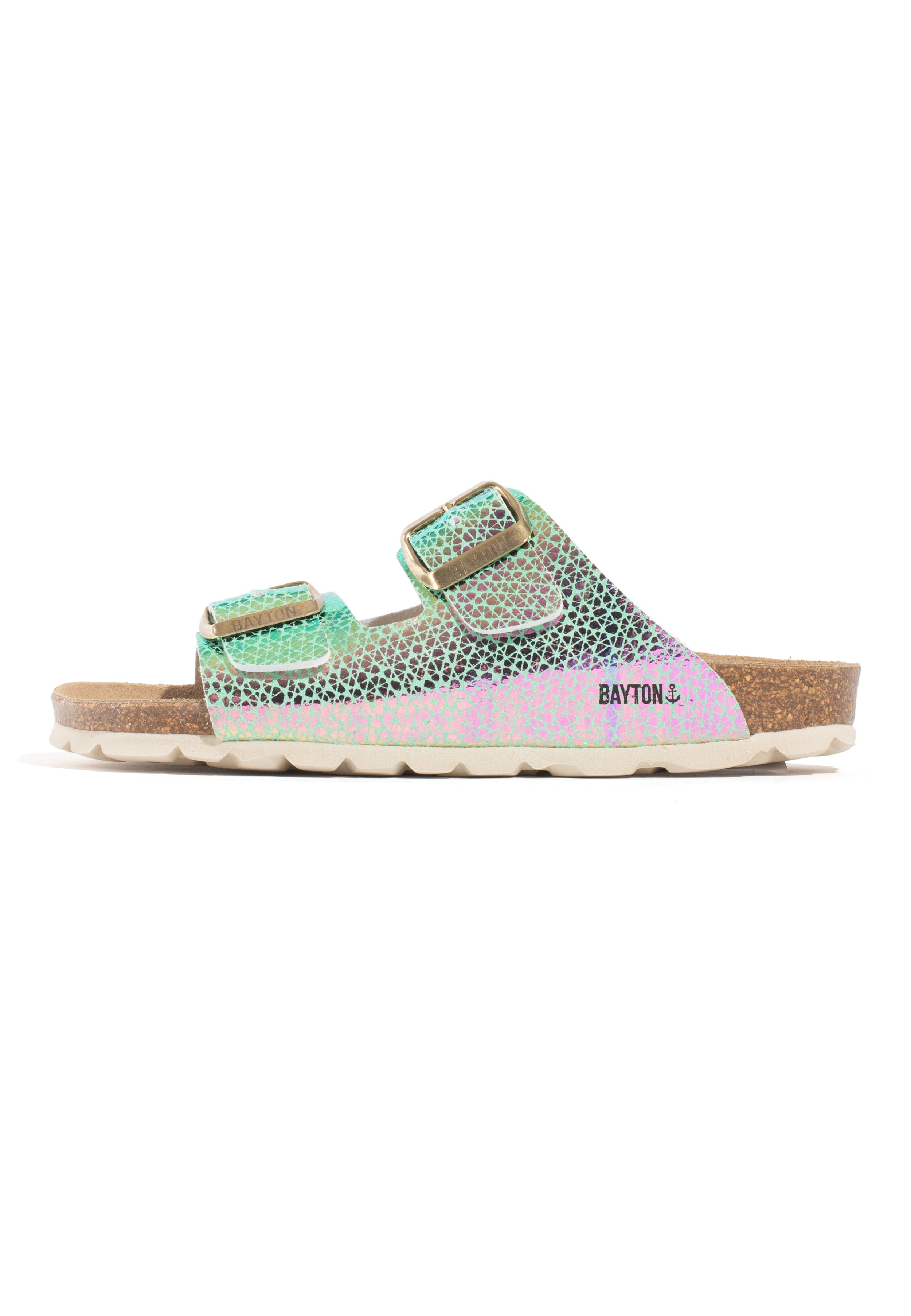 Sandales Atlas 2 Brides Vert Pâle Et Rose