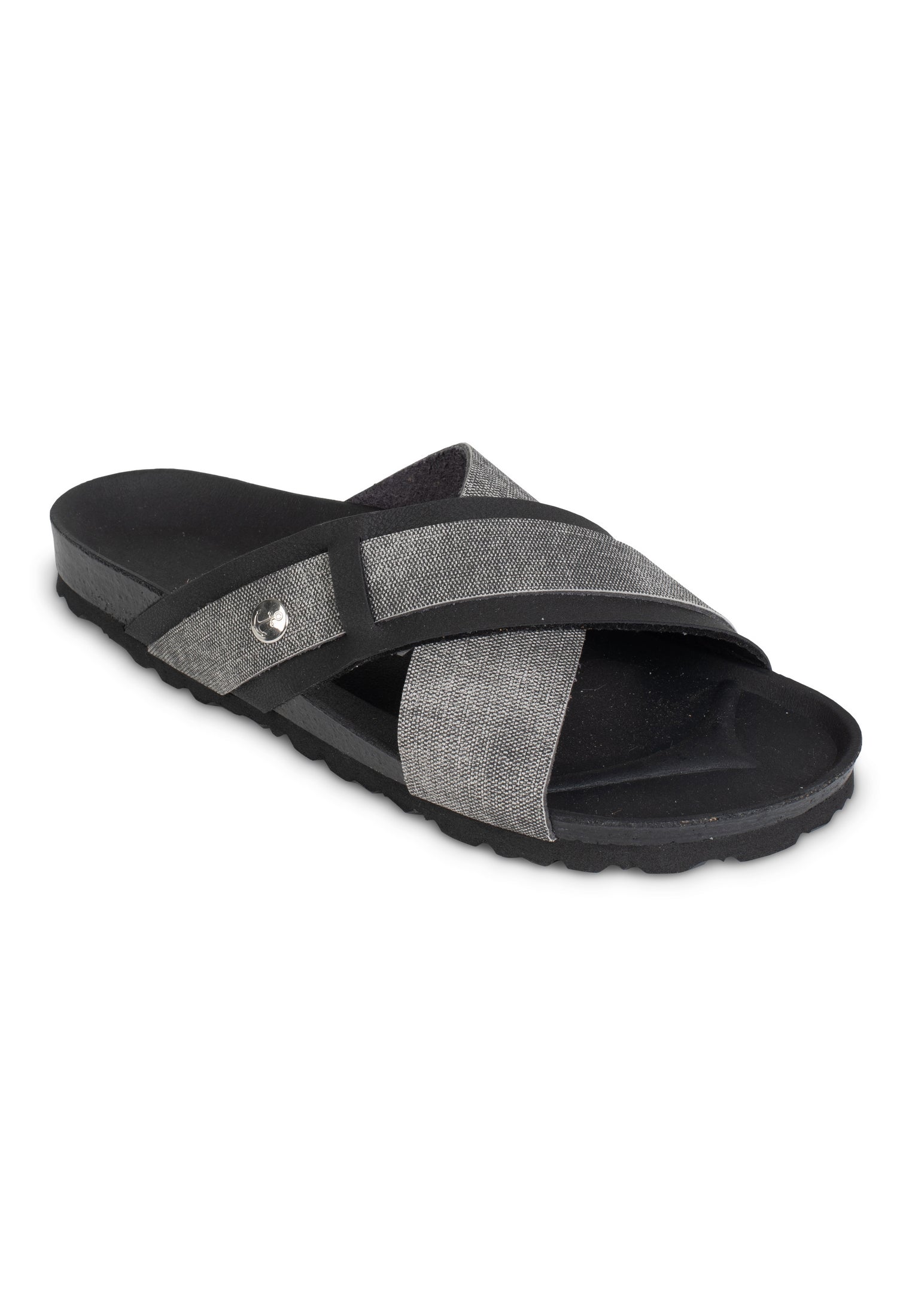 Sandalias Gianni 2 Tiras Gris Y Negro