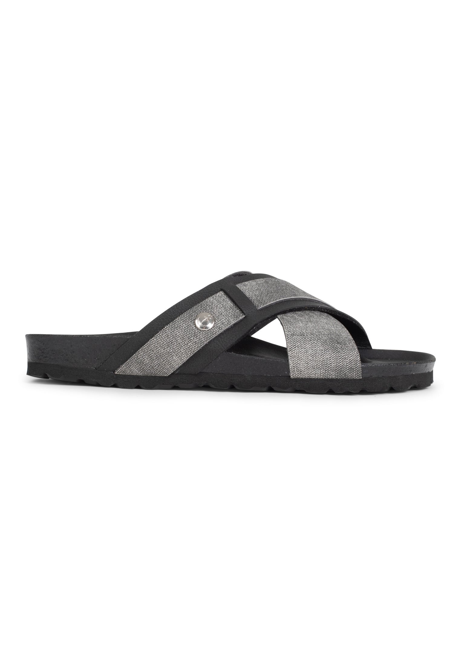 Sandales 2 Brides Gianni Gris Et Noir