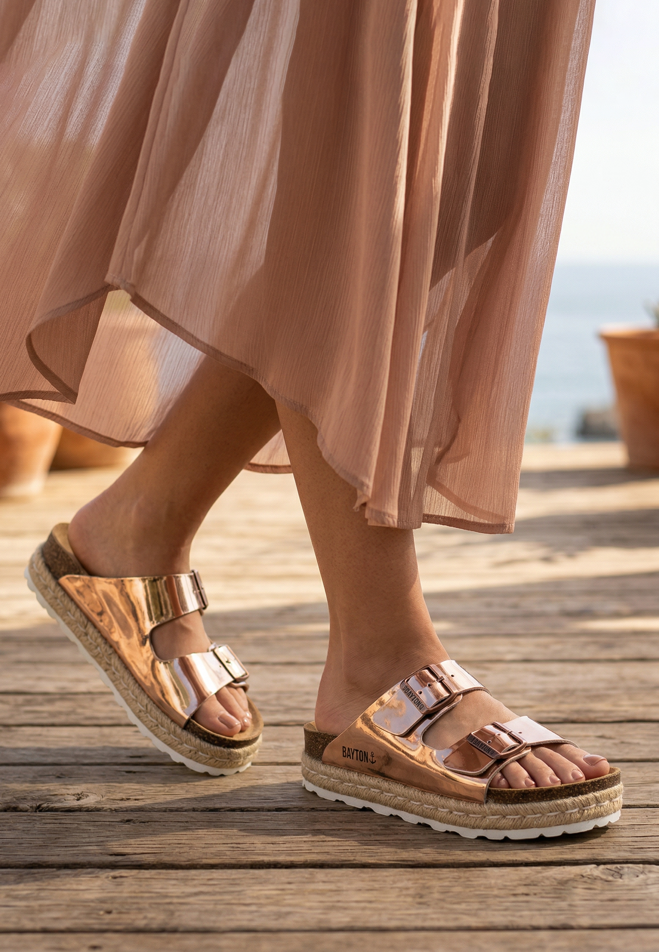 Sandales Olympe Rose gold à Plateforme