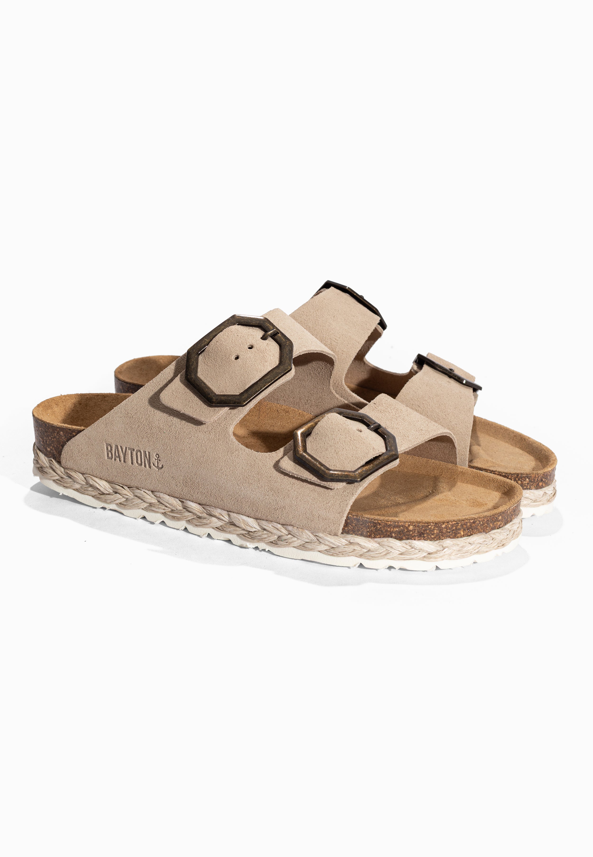 Sandales 2 Brides Benalla Beige en Cuir Suédé