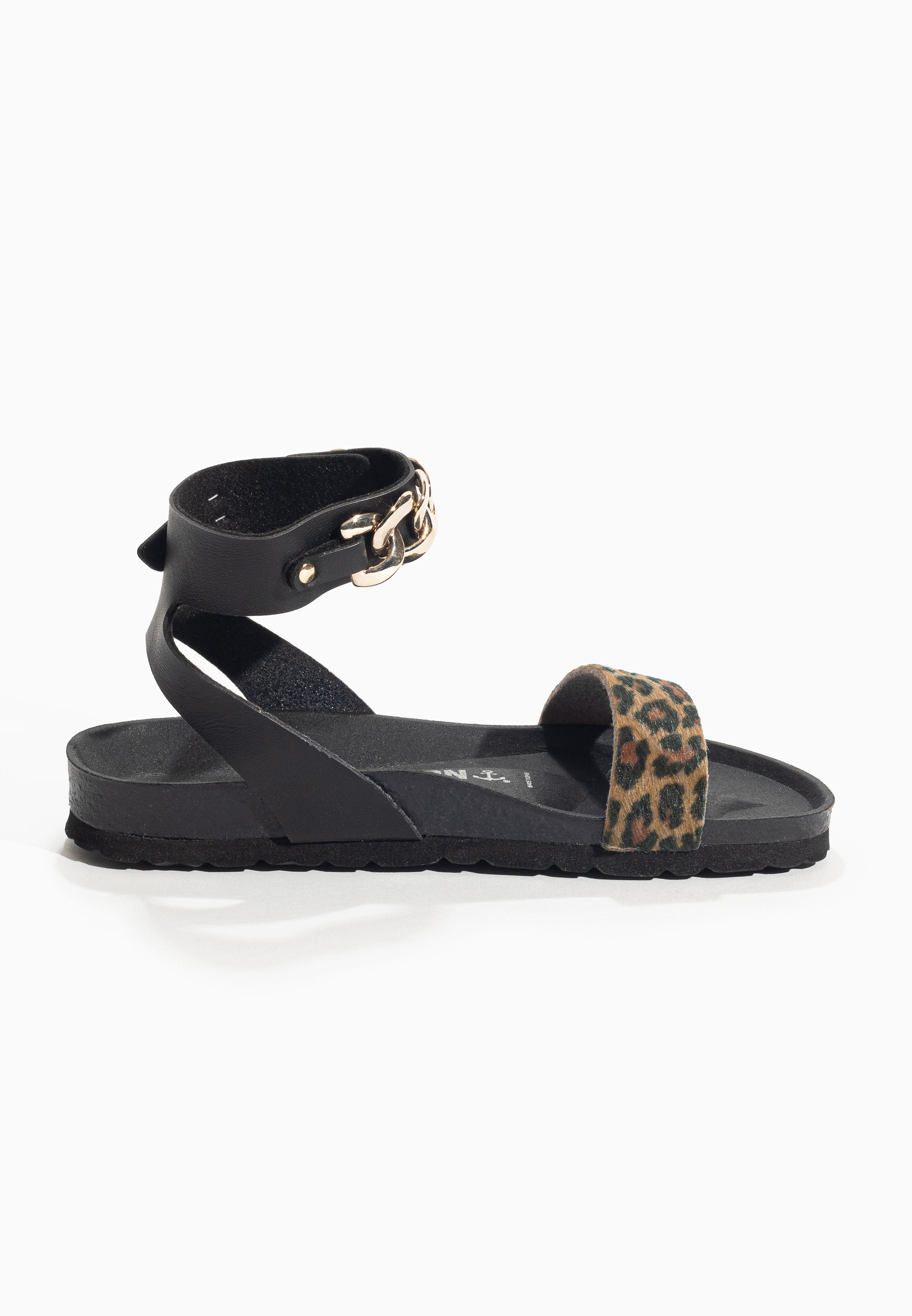 Sandales Khalo Noir et Léopard Multi-Brides