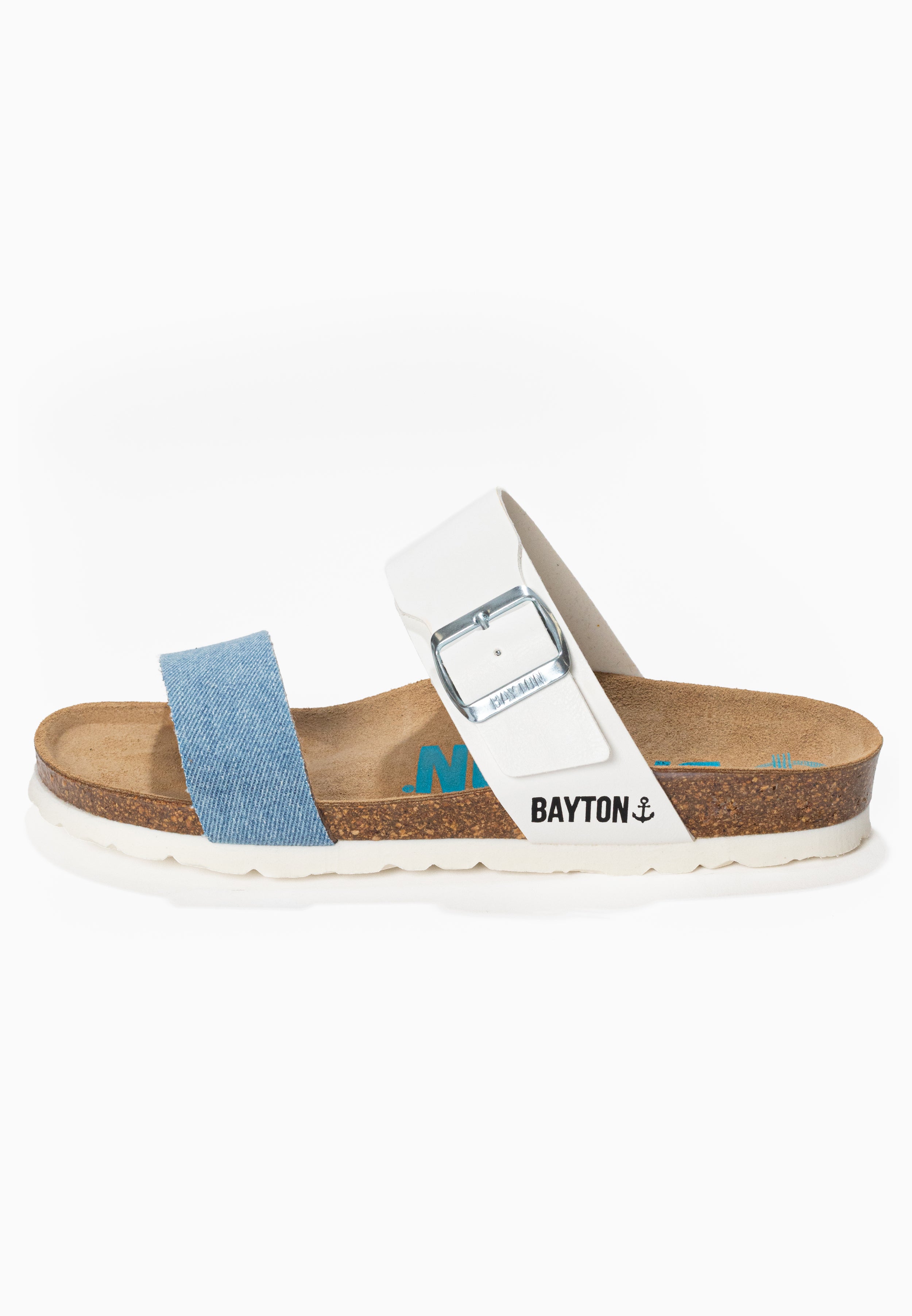 Sandalias Valence en blanco y azul cielo