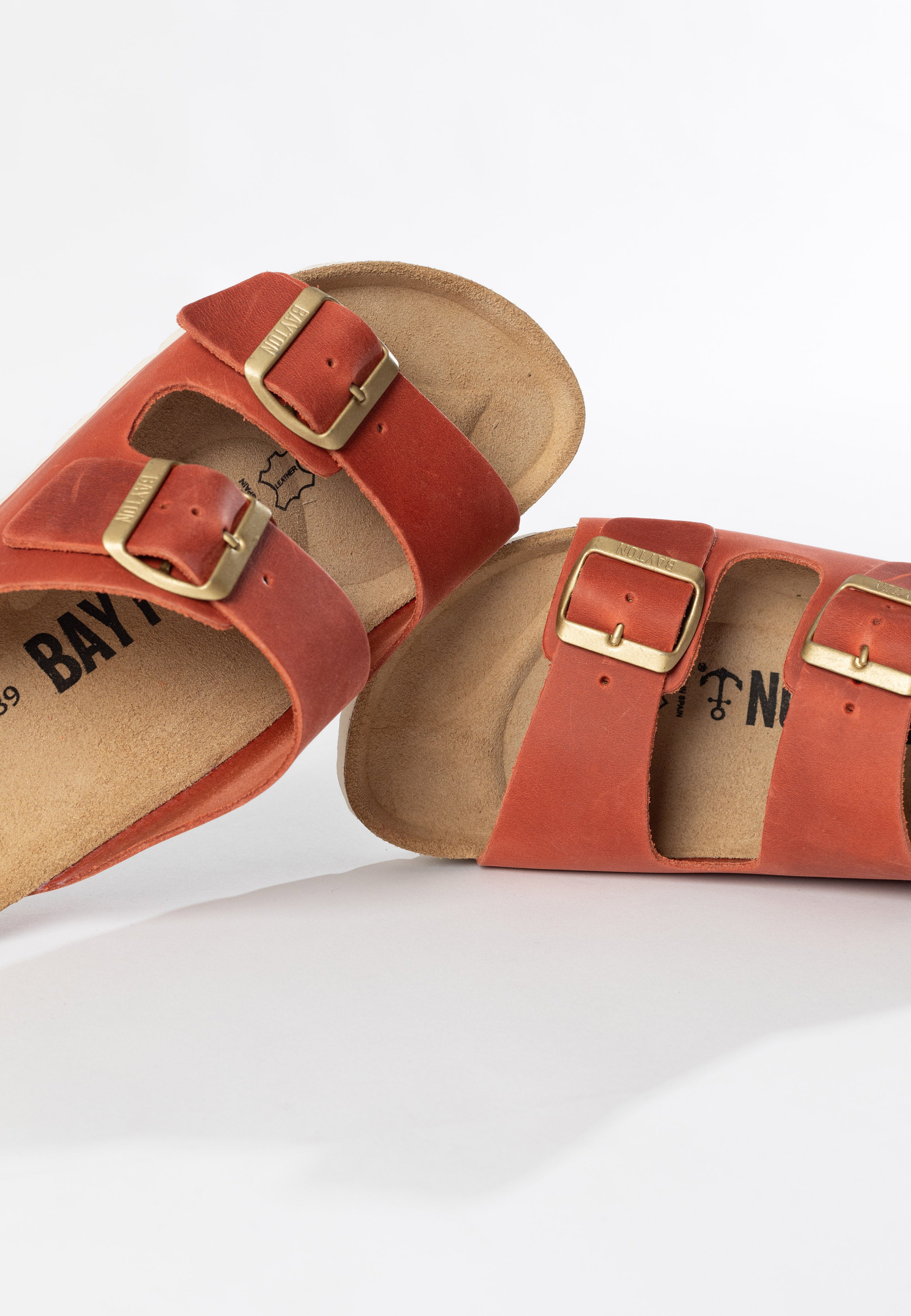 Sandales 2 Brides Atlas Orange 100% Cuir