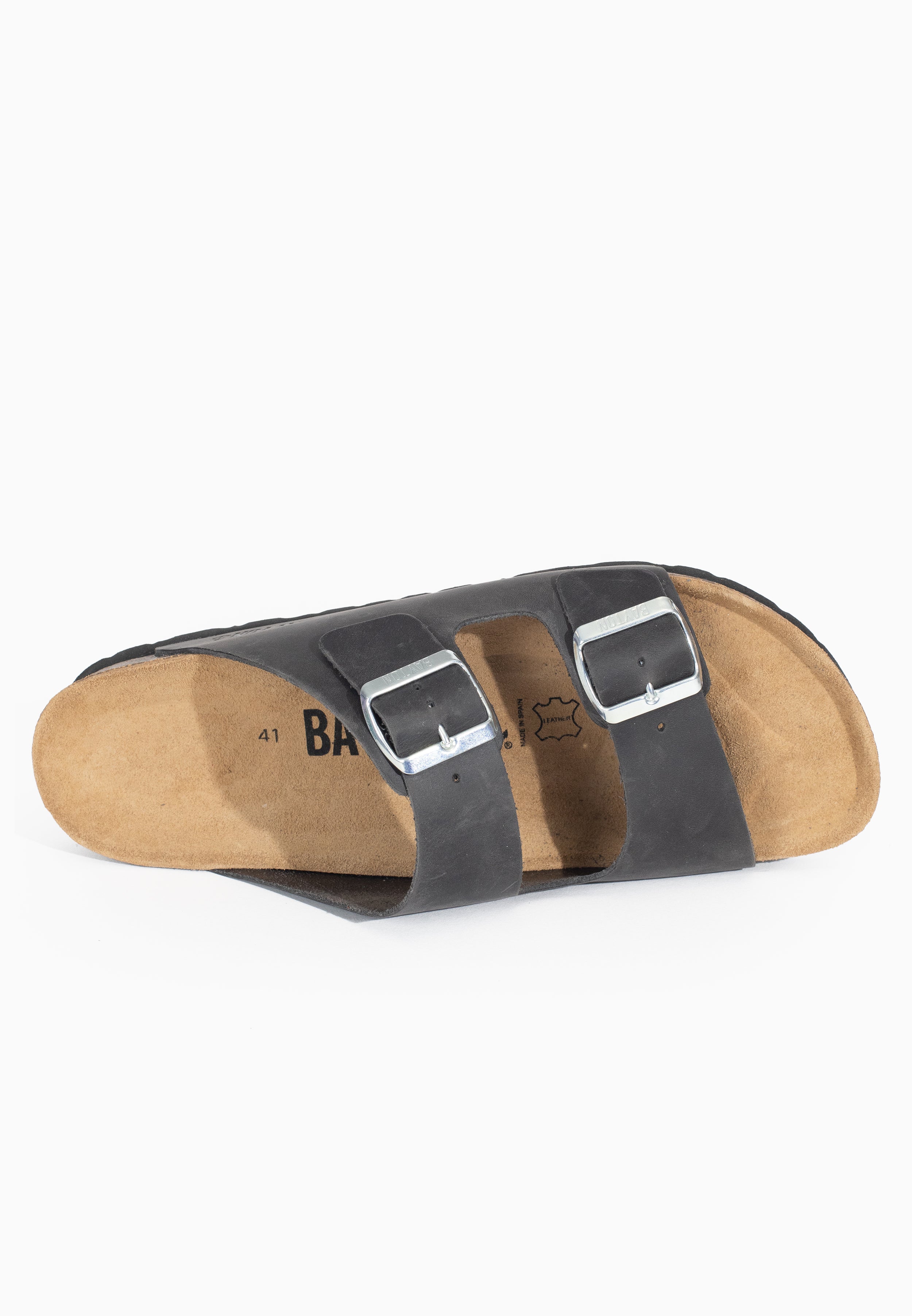 Sandales 2 Brides Atlas Anthracite en cuir huilée
