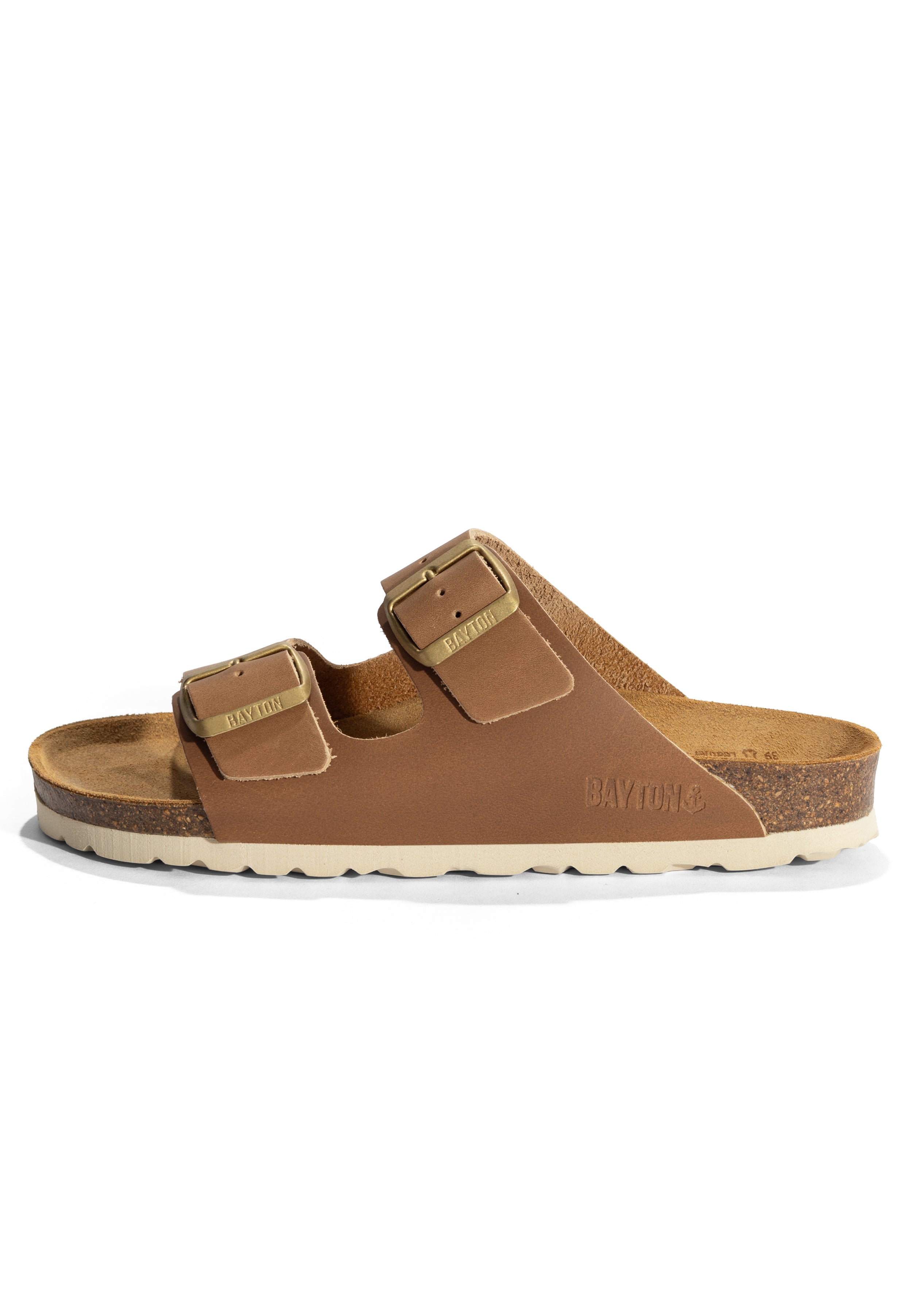 Sandales 2 Brides Atlas Camel en cuir huilée