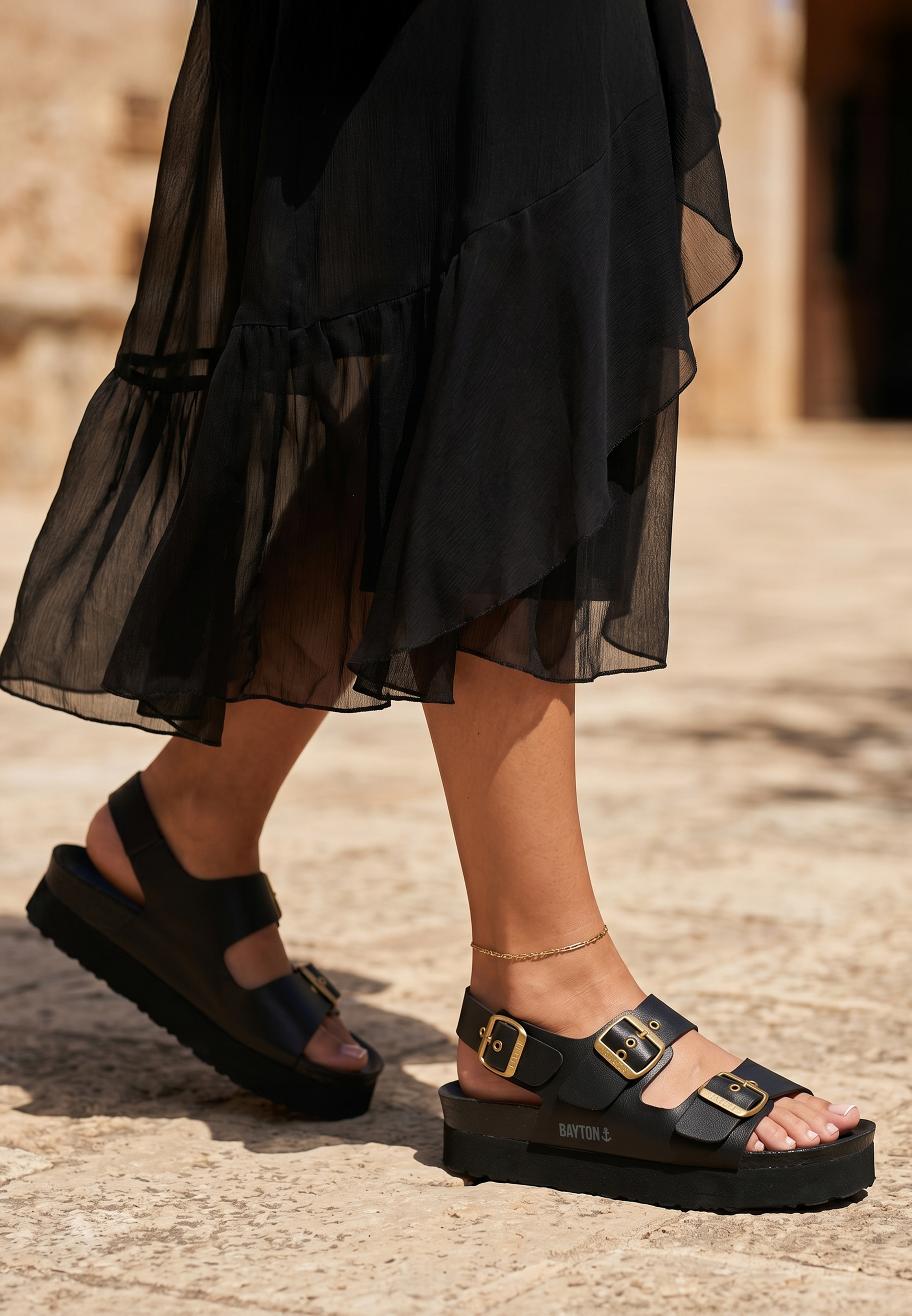Sandales Achille Plus Noir à Plateforme