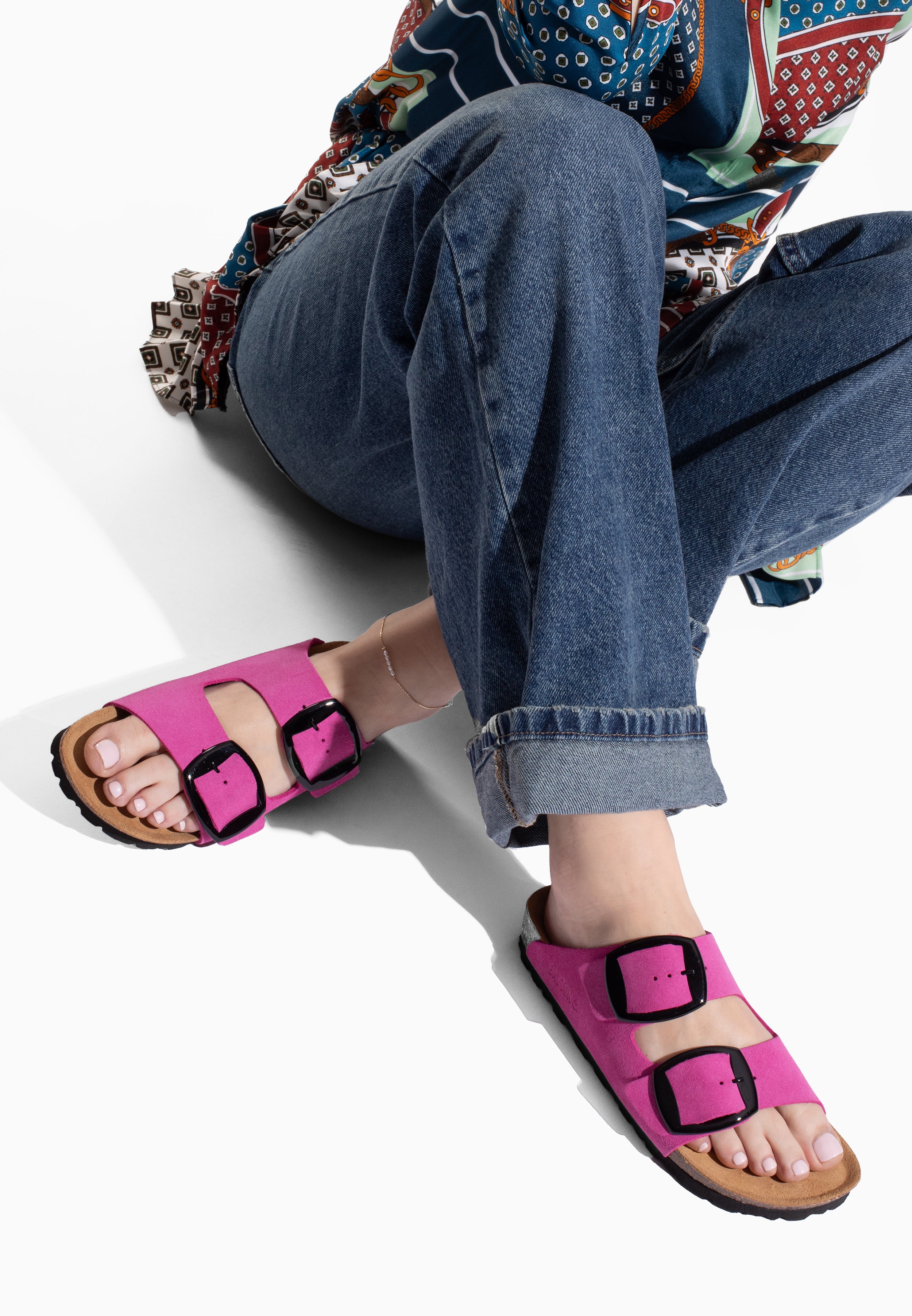 Alicante Pink Suede Leather Sandals