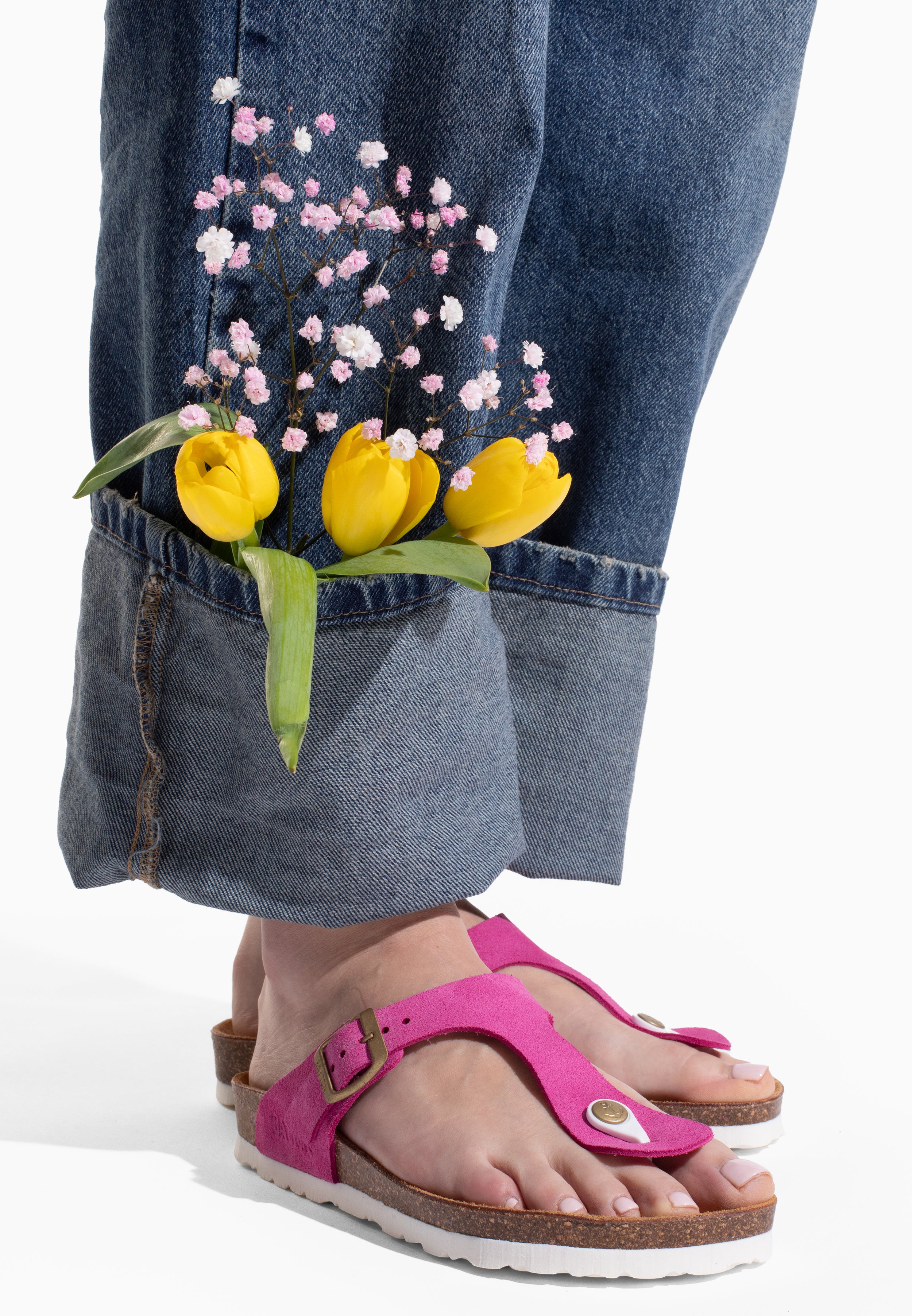 Sandales Mercure Rose Fluo en Cuir Suédé