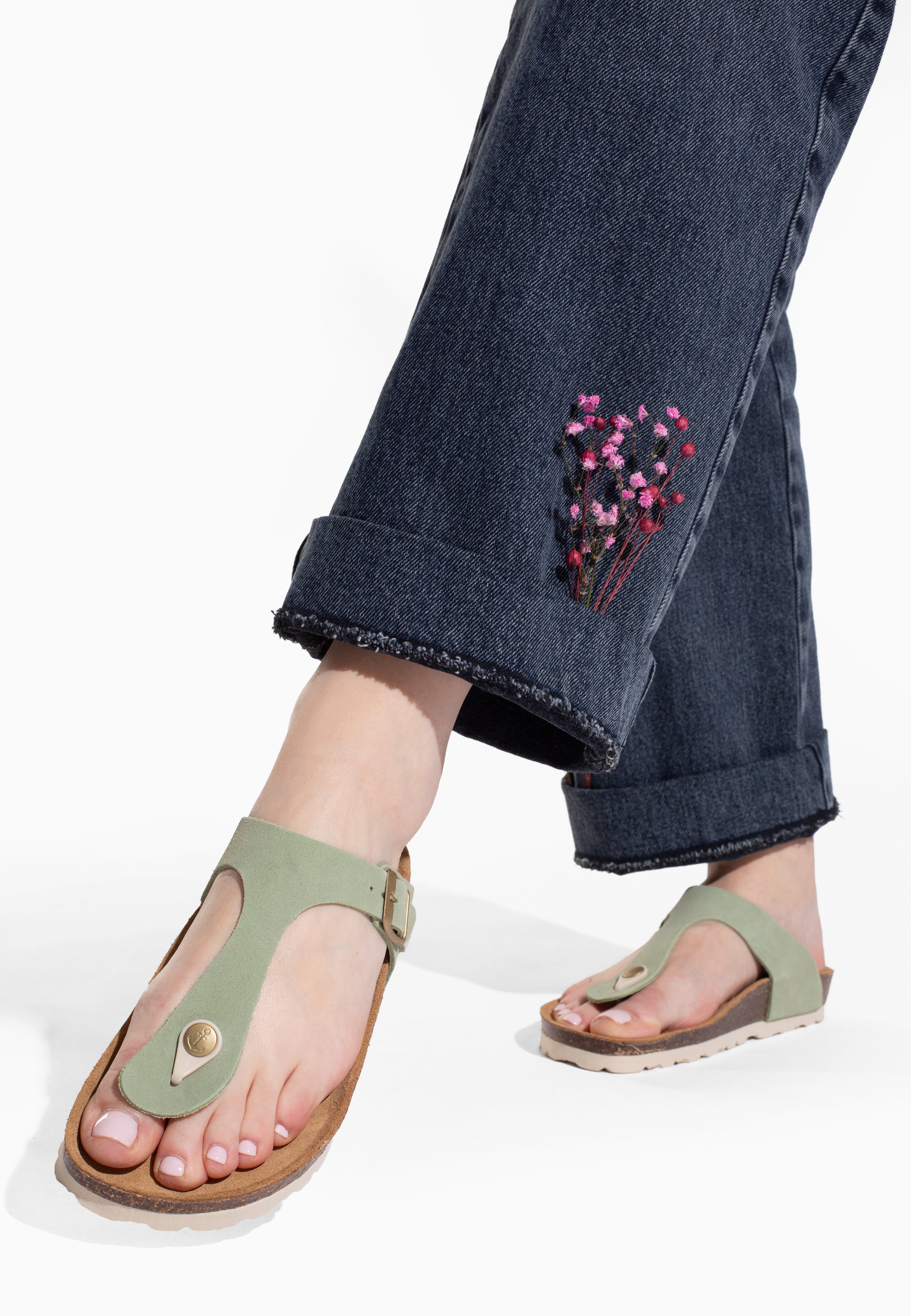 Sandales Mercure Vert en Cuir Suédé