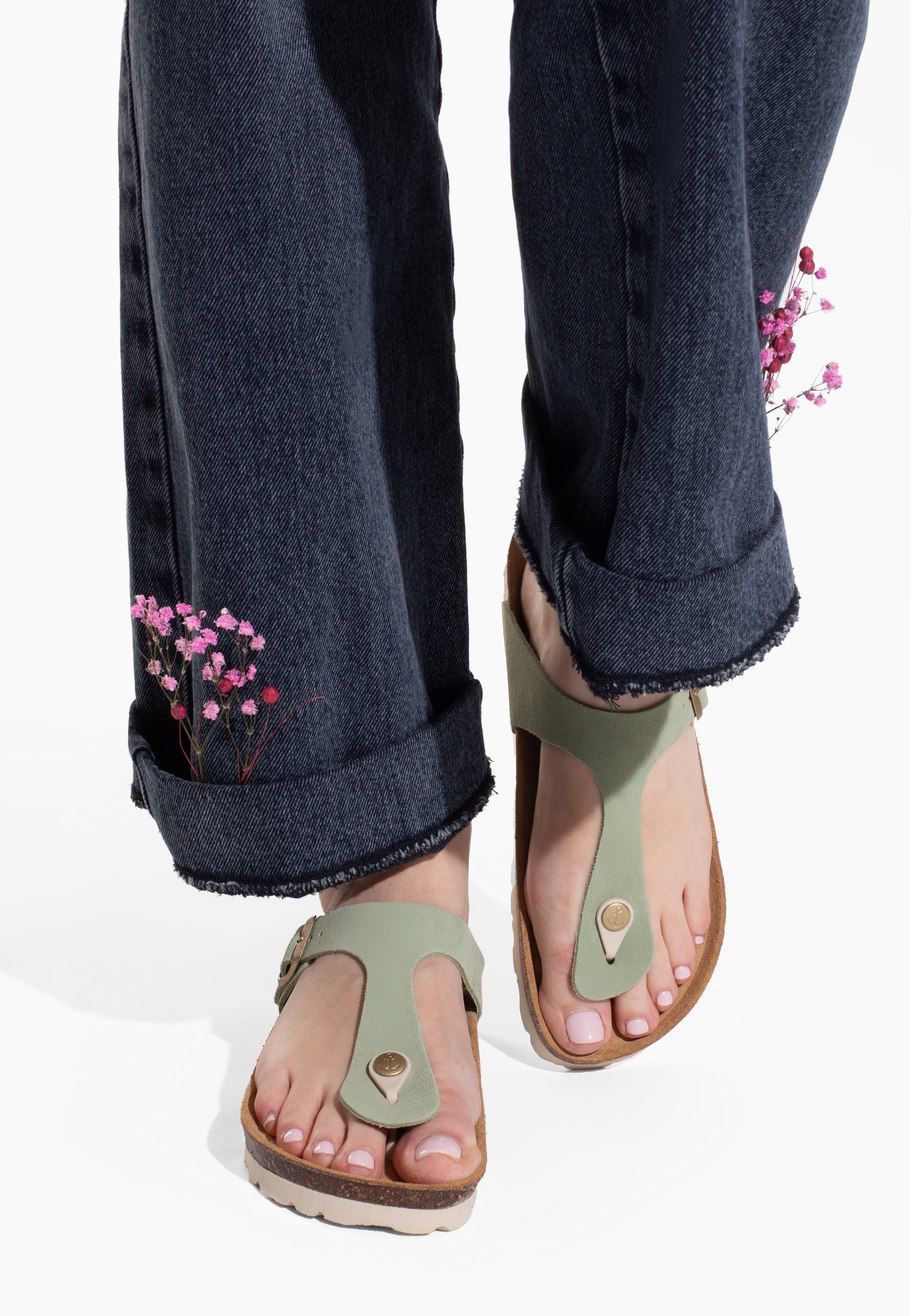 Sandales Mercure Vert en Cuir Suédé