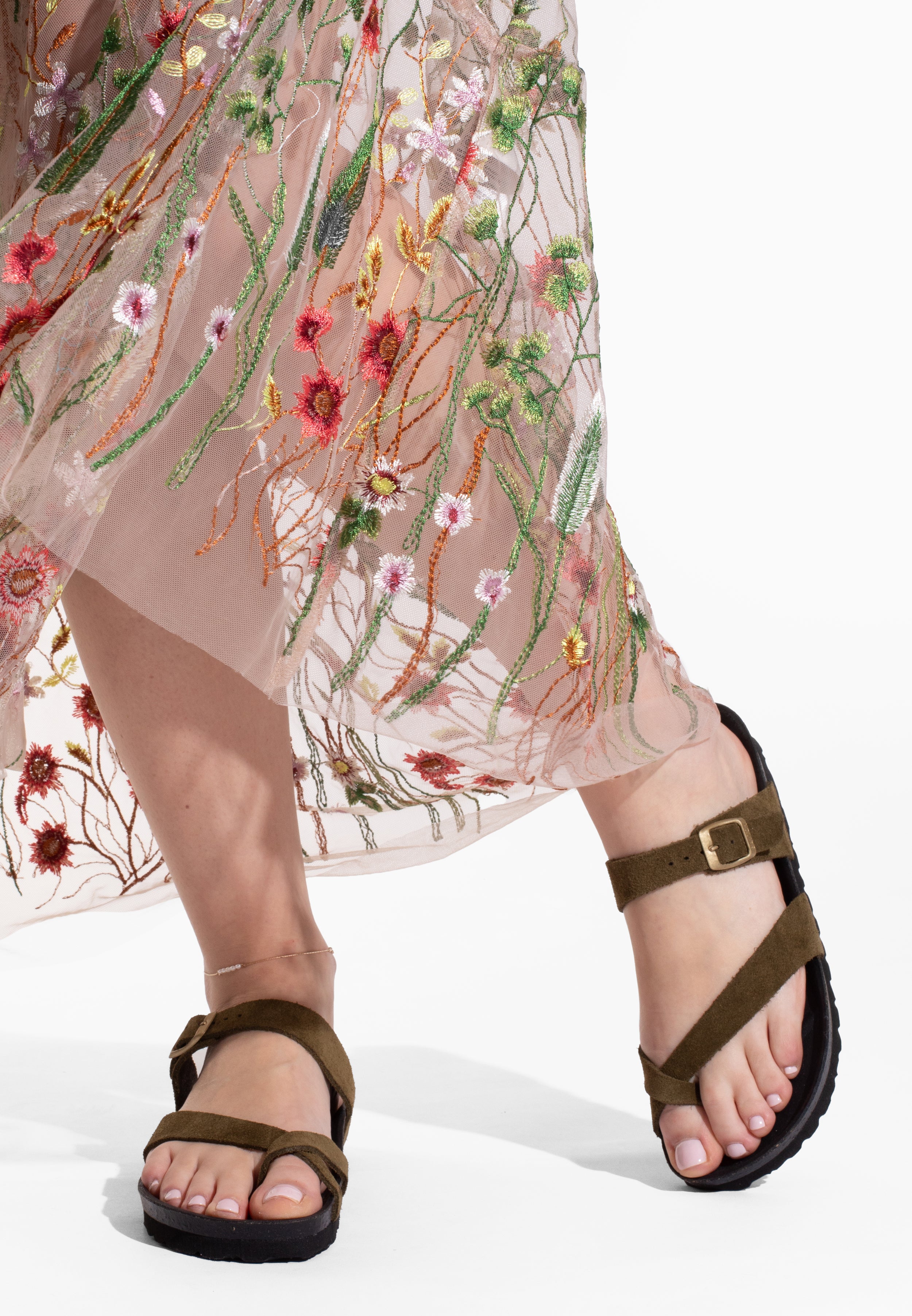 Sandales Diane Kaki en Cuir Suédé