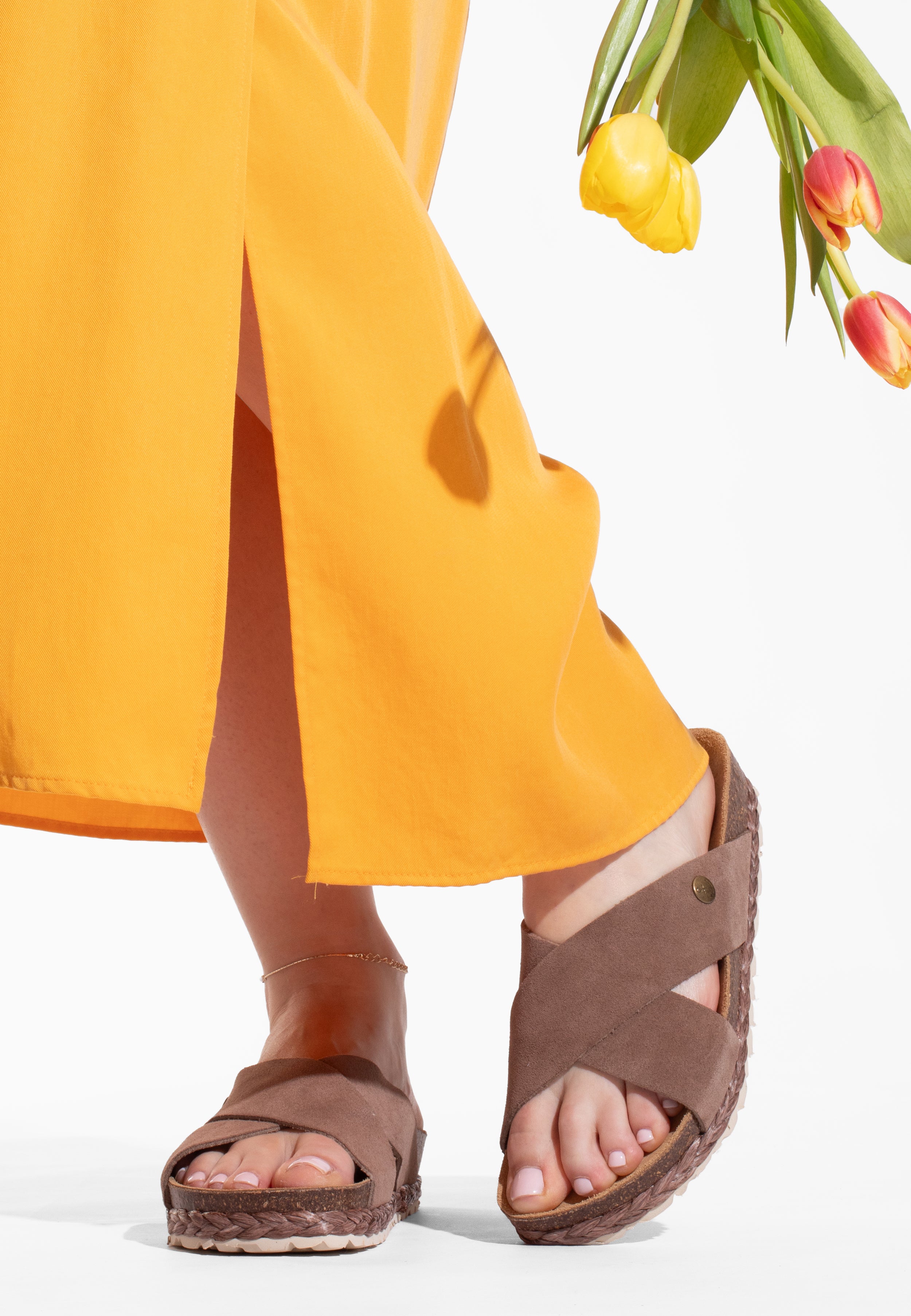 Sandales Burgos Beige en Cuir Suédé