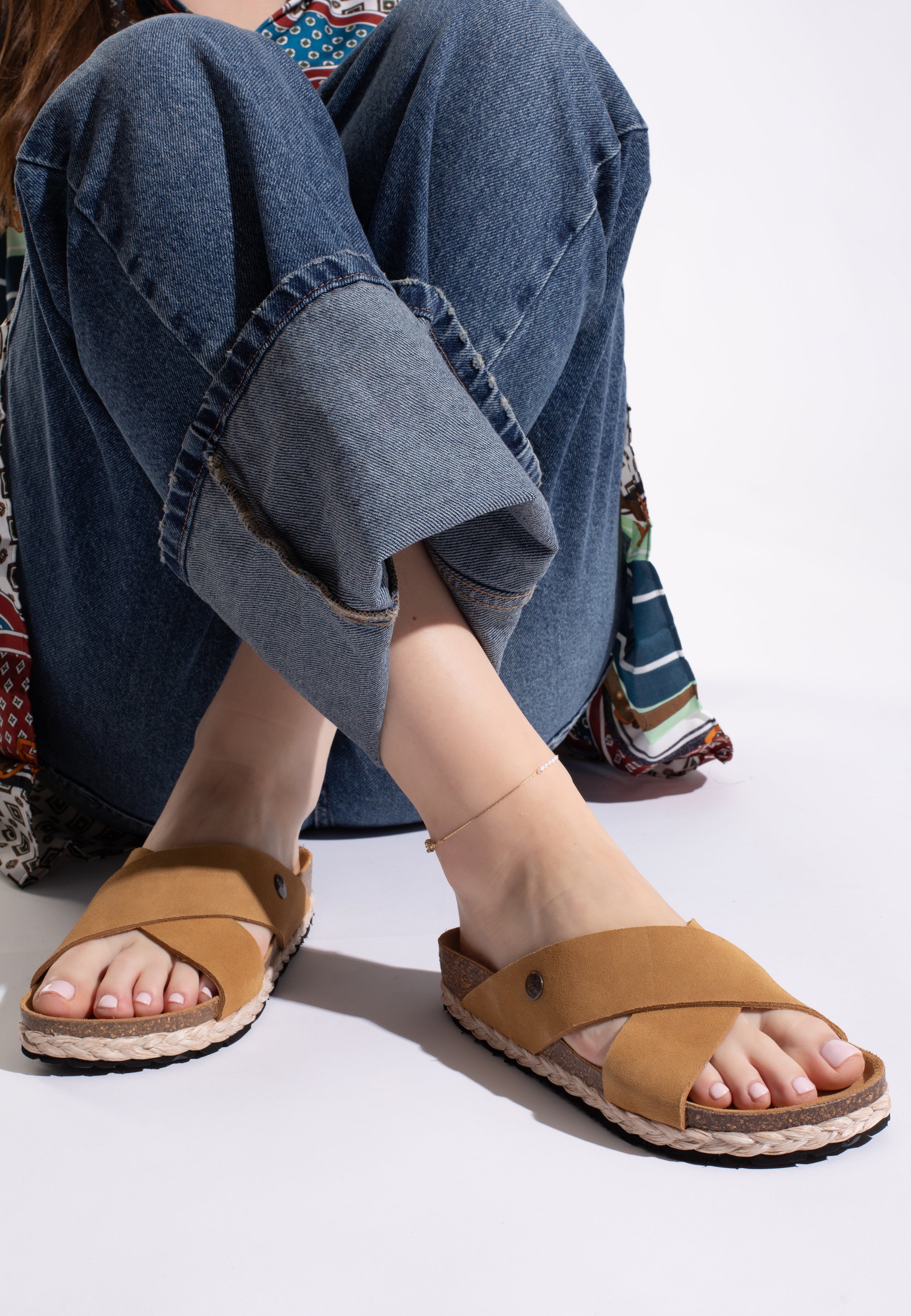 Sandales Burgos Camel en Cuir Suédé