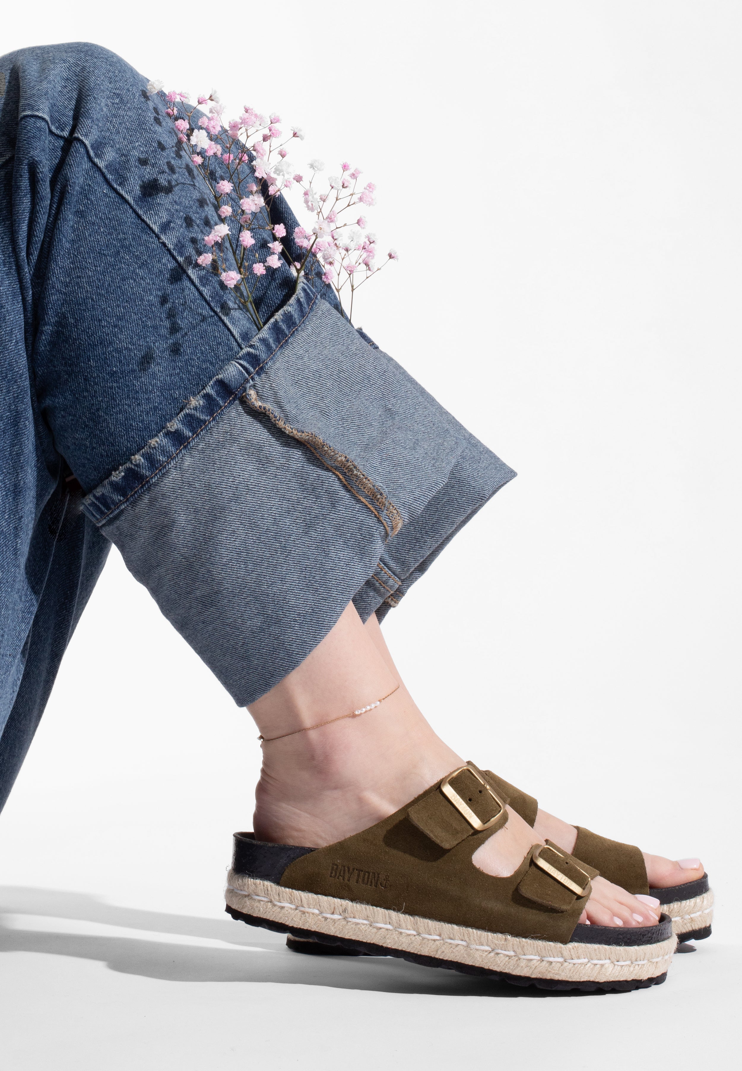 Sandales Alcee Kaki en Cuir Suédé