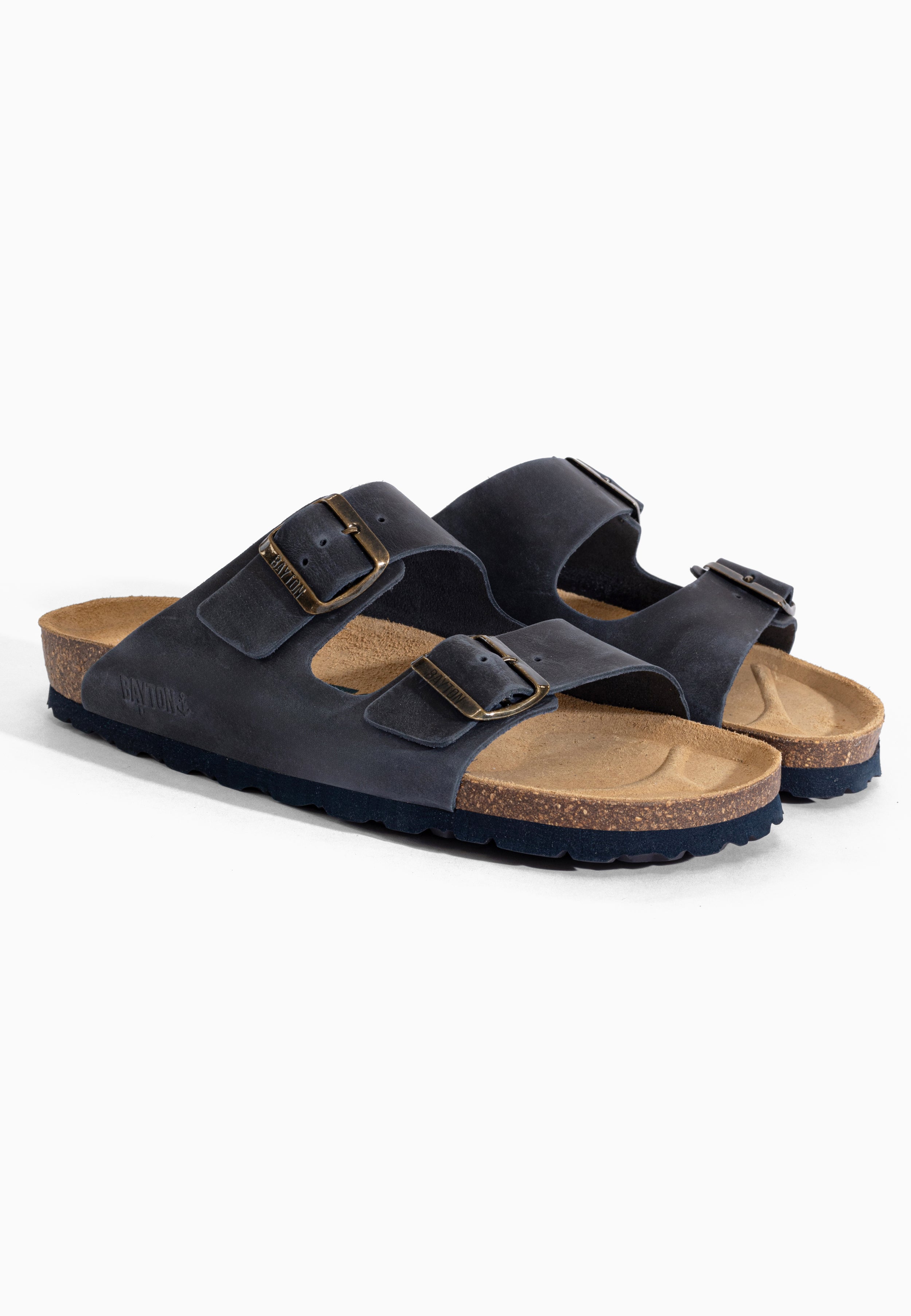 Sandales Atlas Bleu marine en cuir huilée