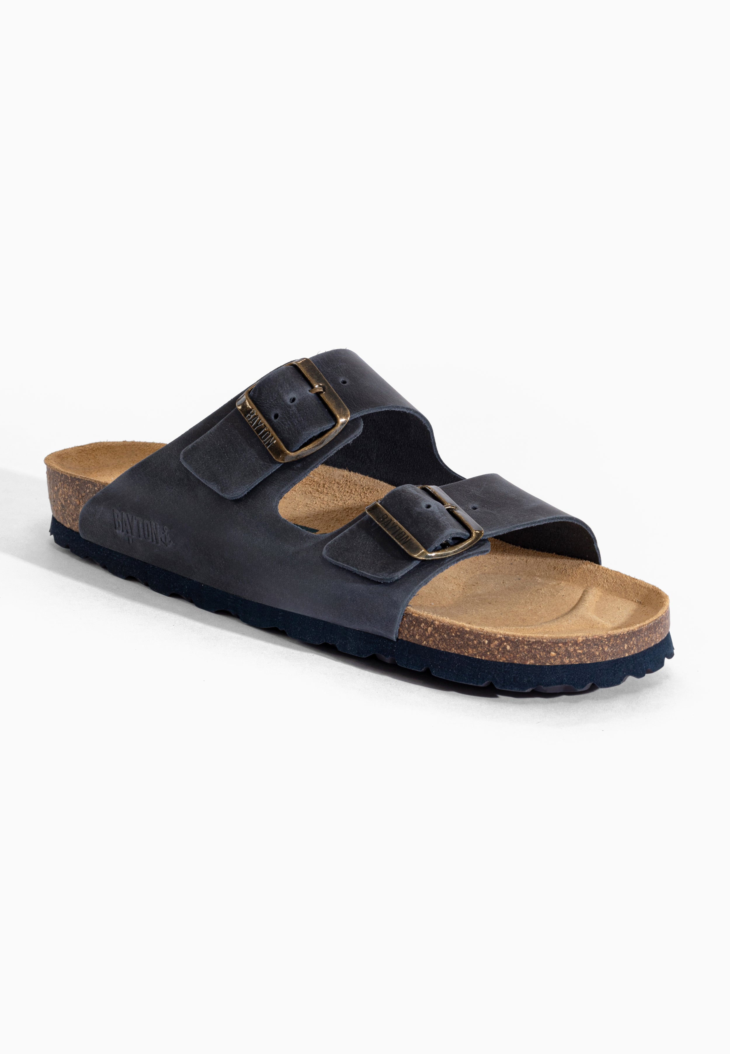 Sandales Atlas Bleu marine en cuir huilée