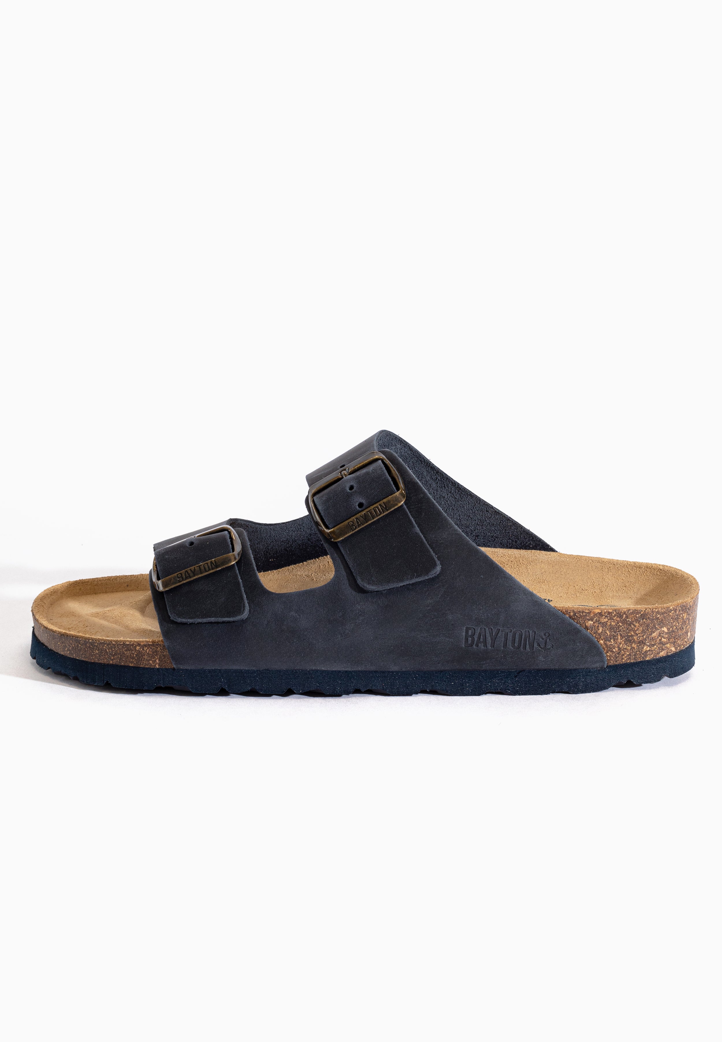 Sandales Atlas Bleu marine en cuir huilée