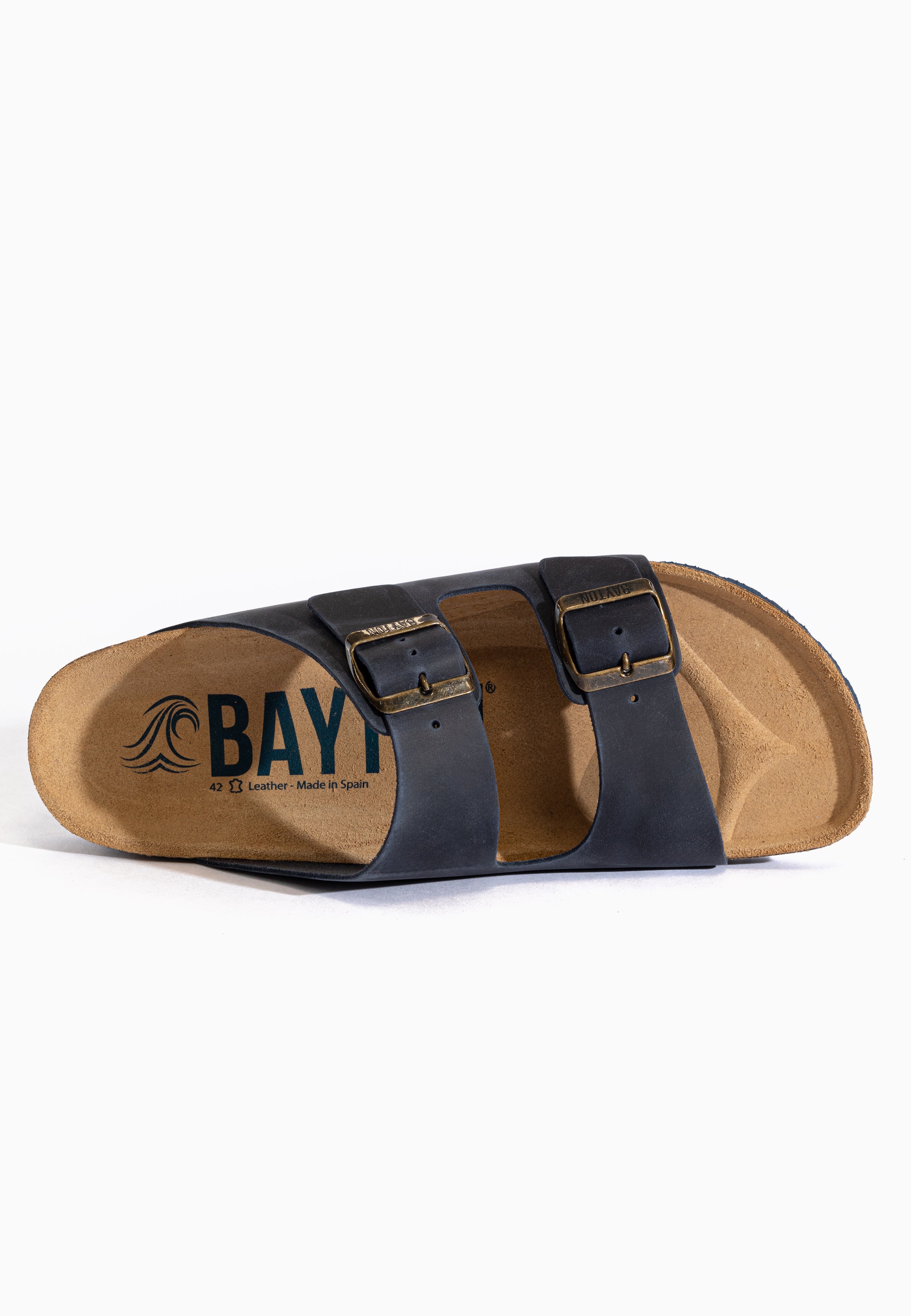 Sandales Atlas Bleu marine en cuir huilée
