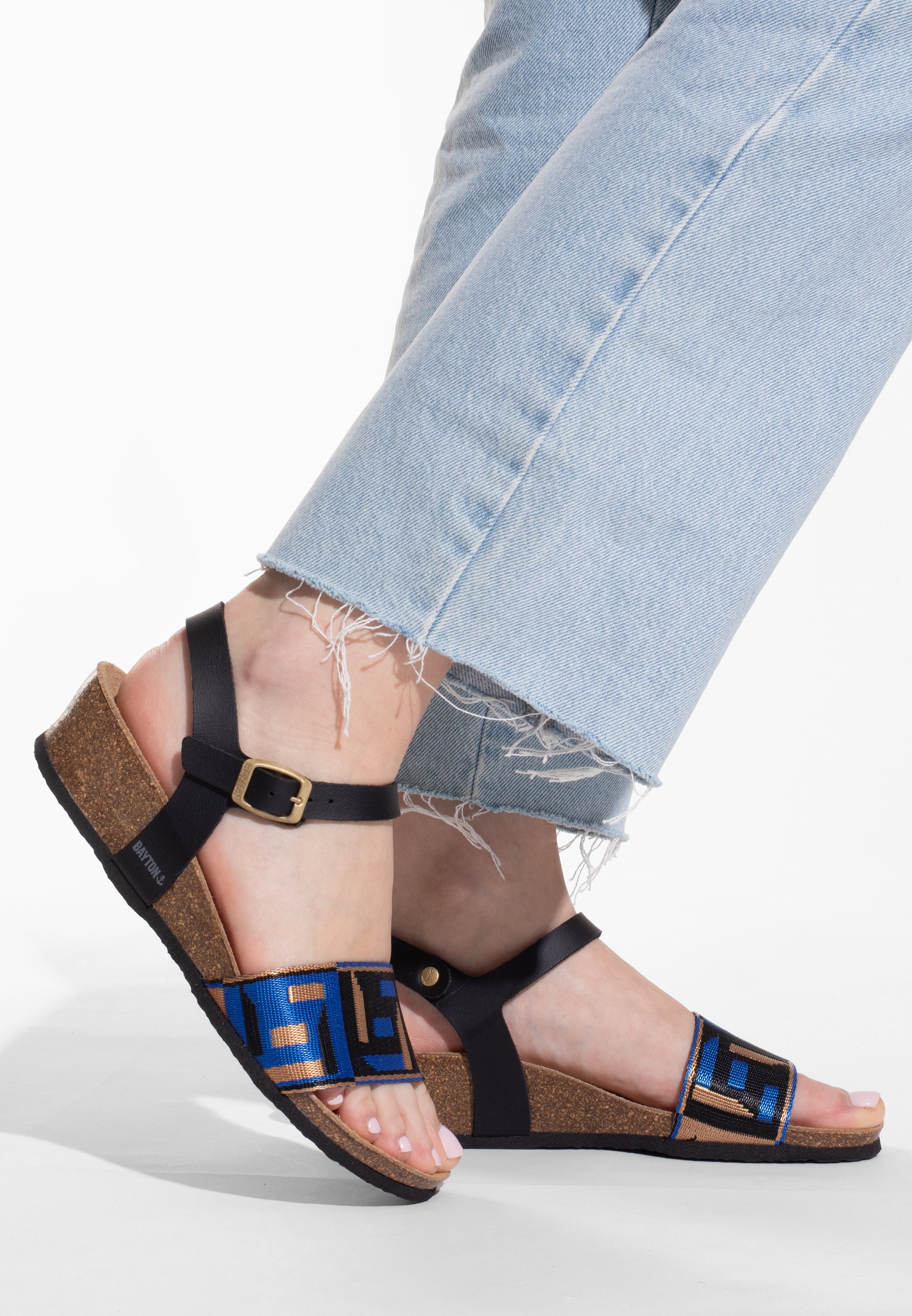 Sandales Legane Bleu et Noir et Doré