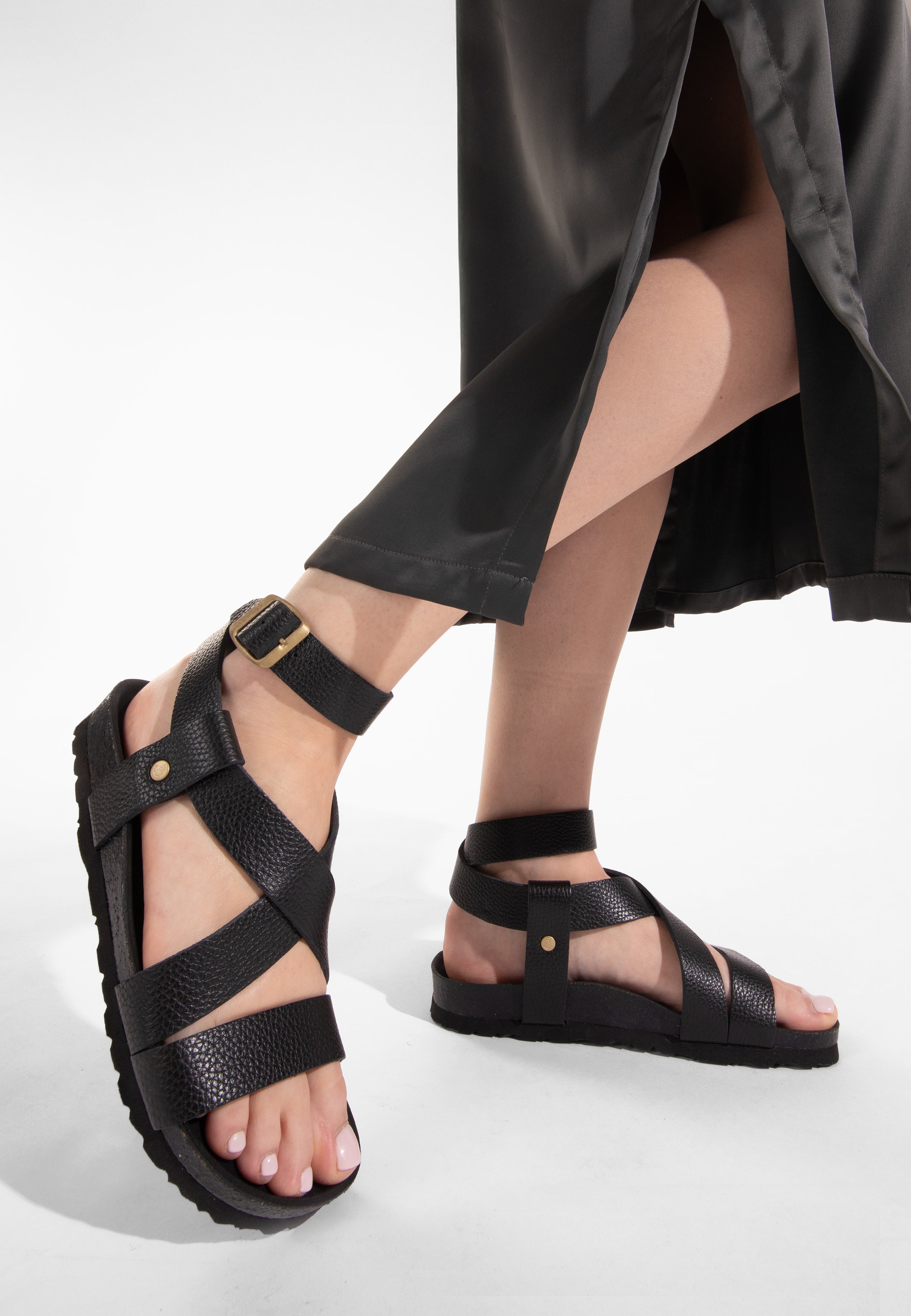 Sandales Mykonos Noir en Cuir