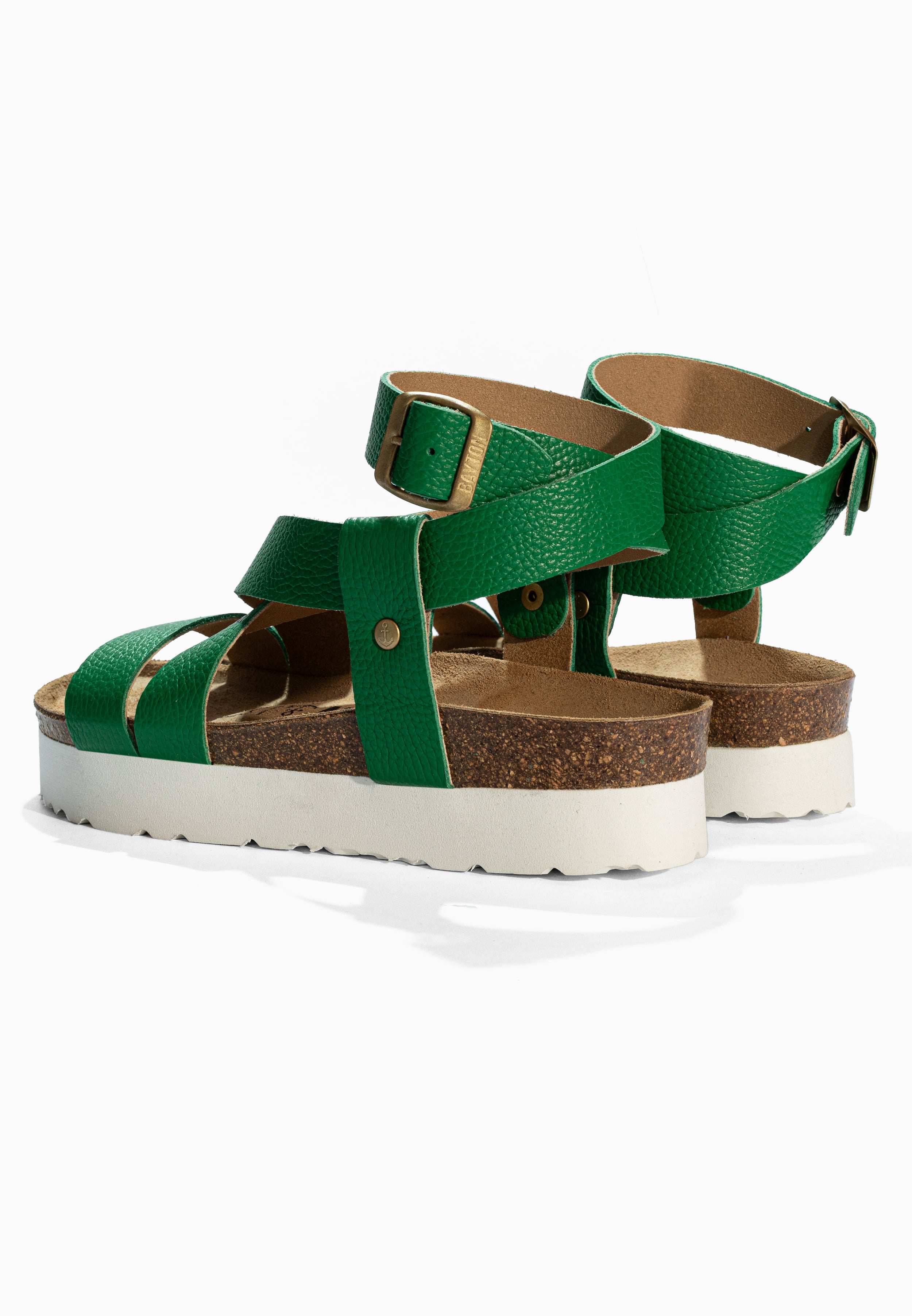 Sandales Mykonos Vert en Cuir