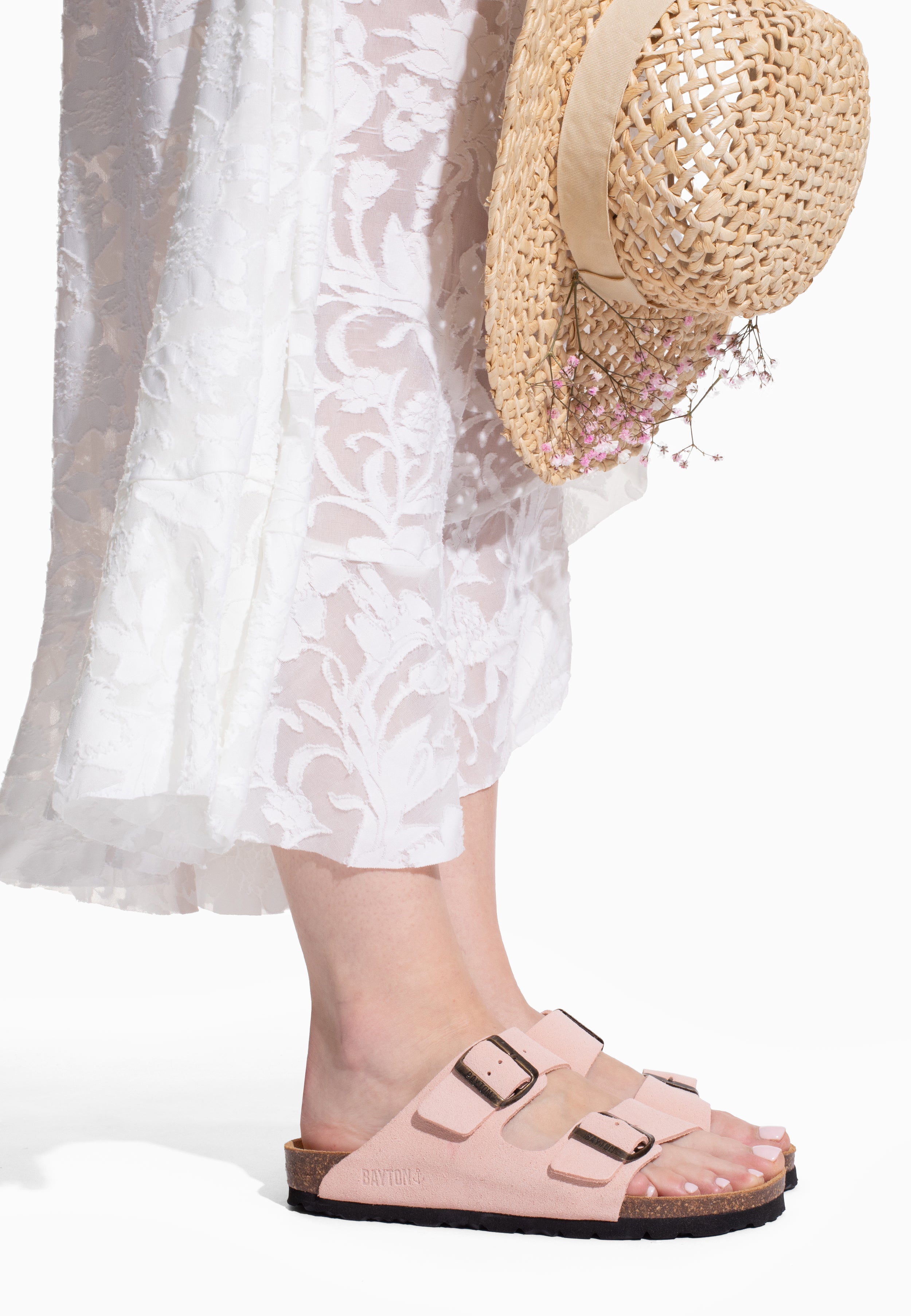 Sandales Tracy Pêche en Cuir Suédé