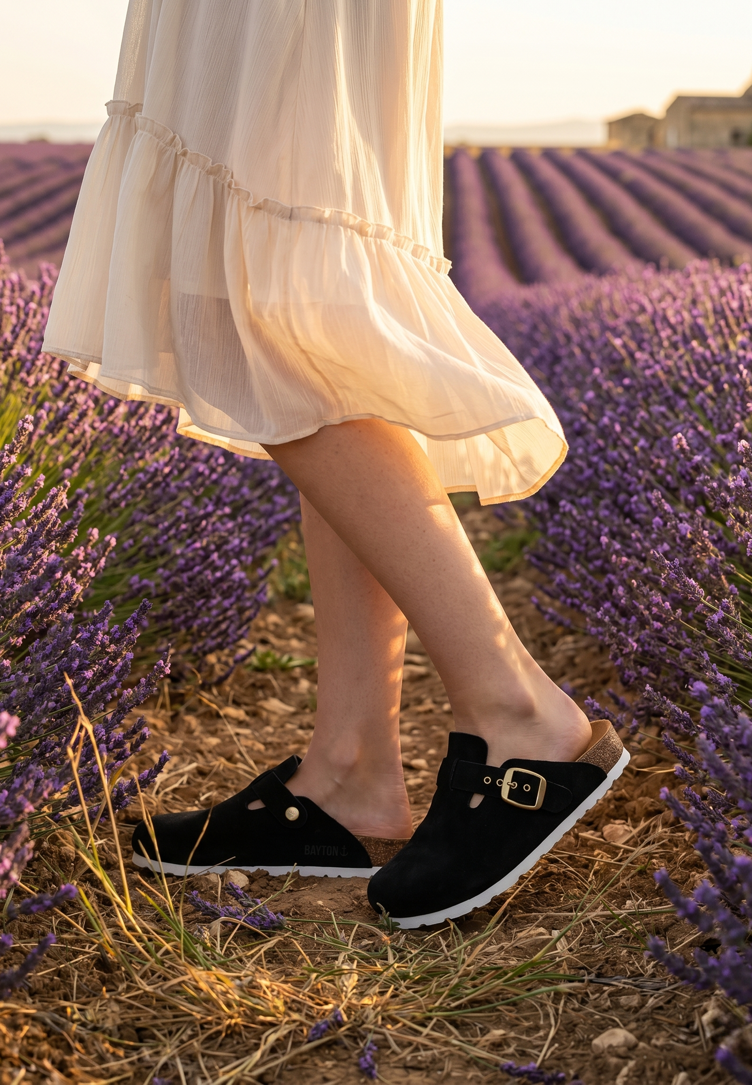 Sabots Milky Noir en Cuir Suédé