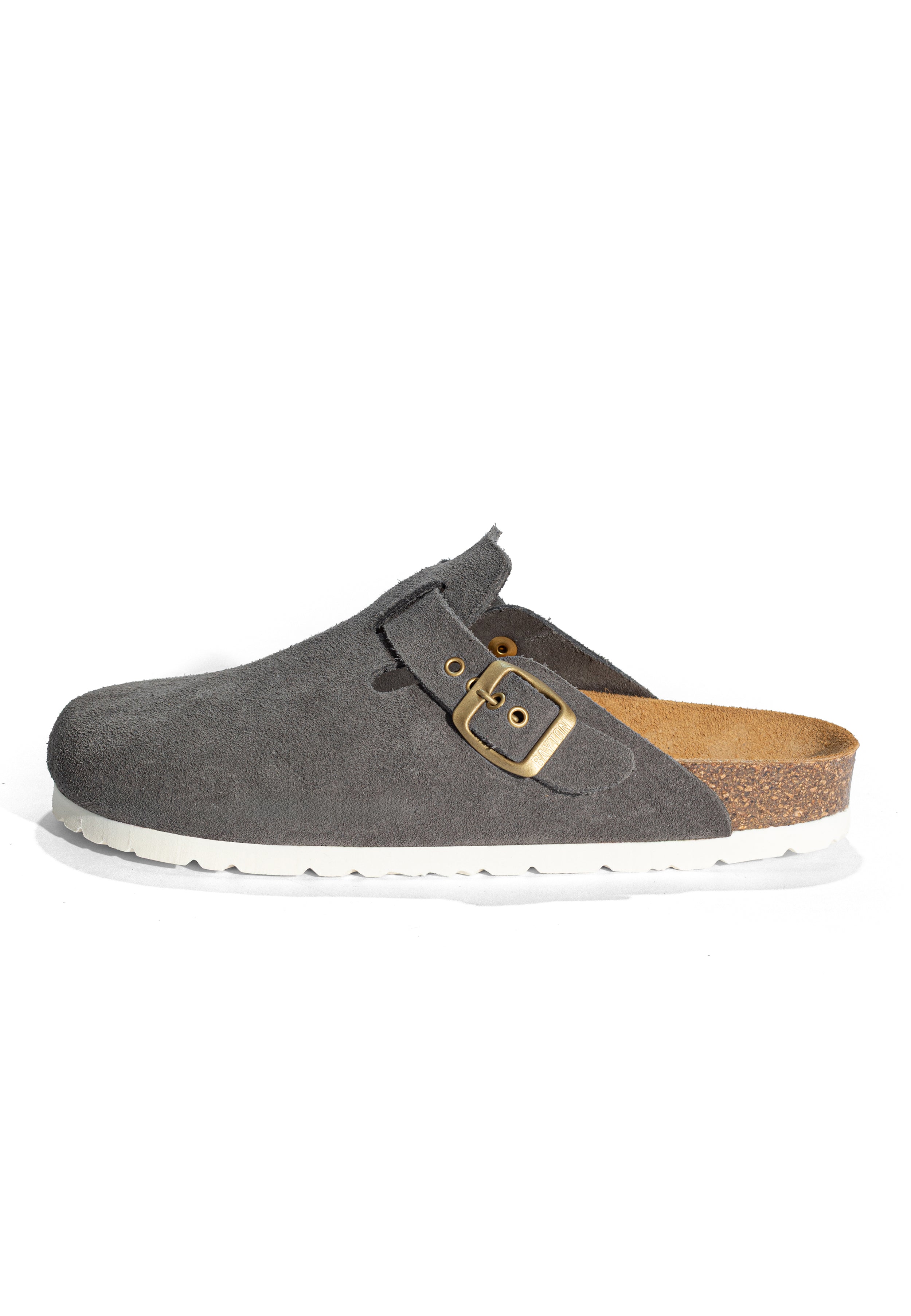 Sabots Milky Gris en Cuir Suédé Bayton pour Femme