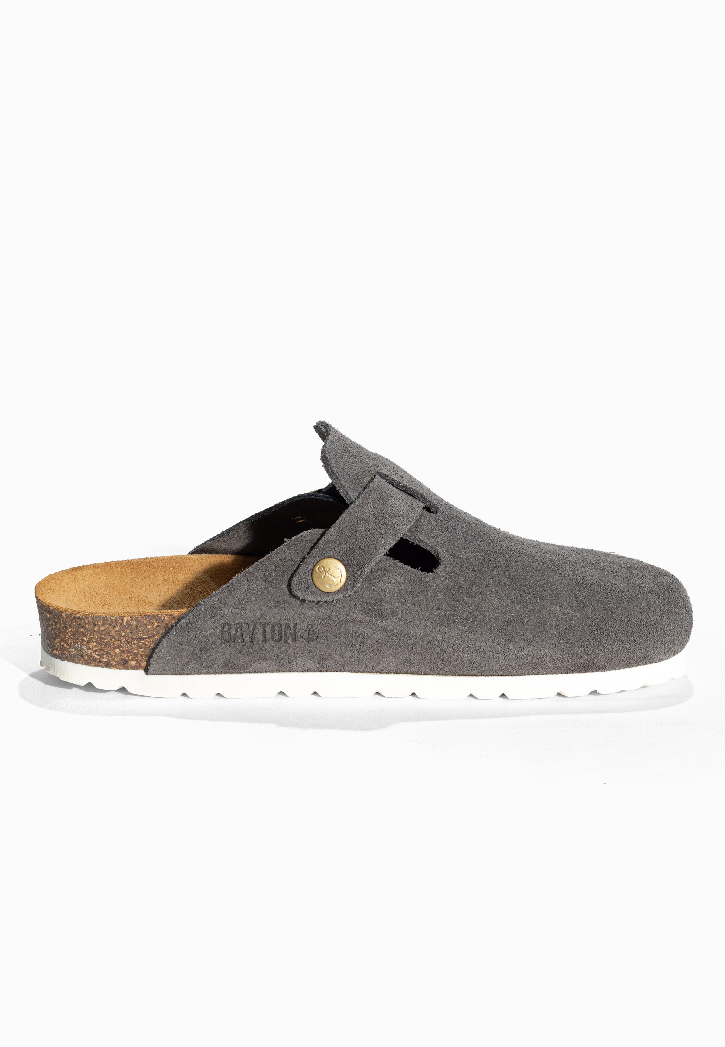 Sabots Milky Gris en Cuir Suédé Bayton pour Femme